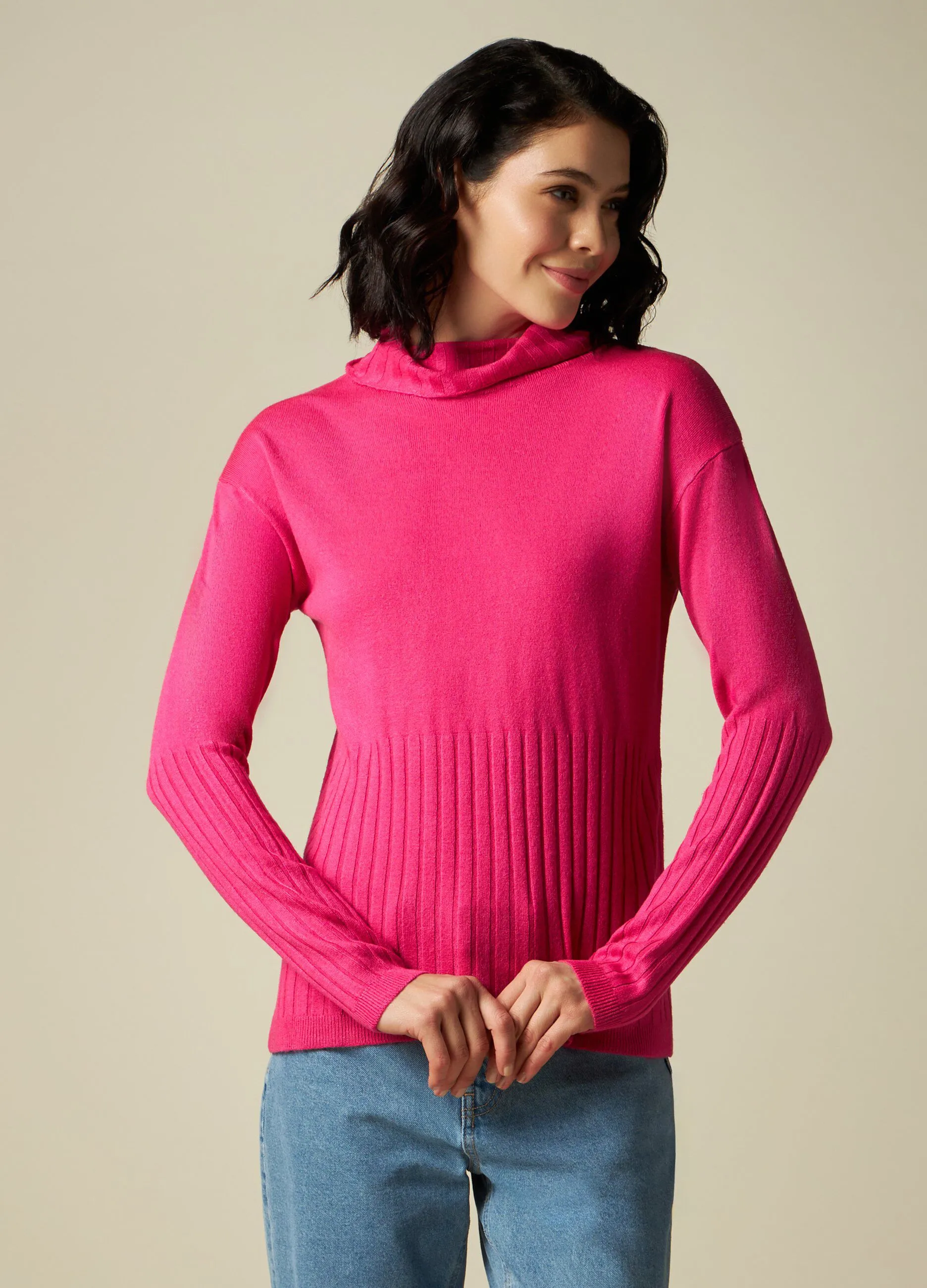 IWIE  Pullover tricot con lavorazione in costina donna