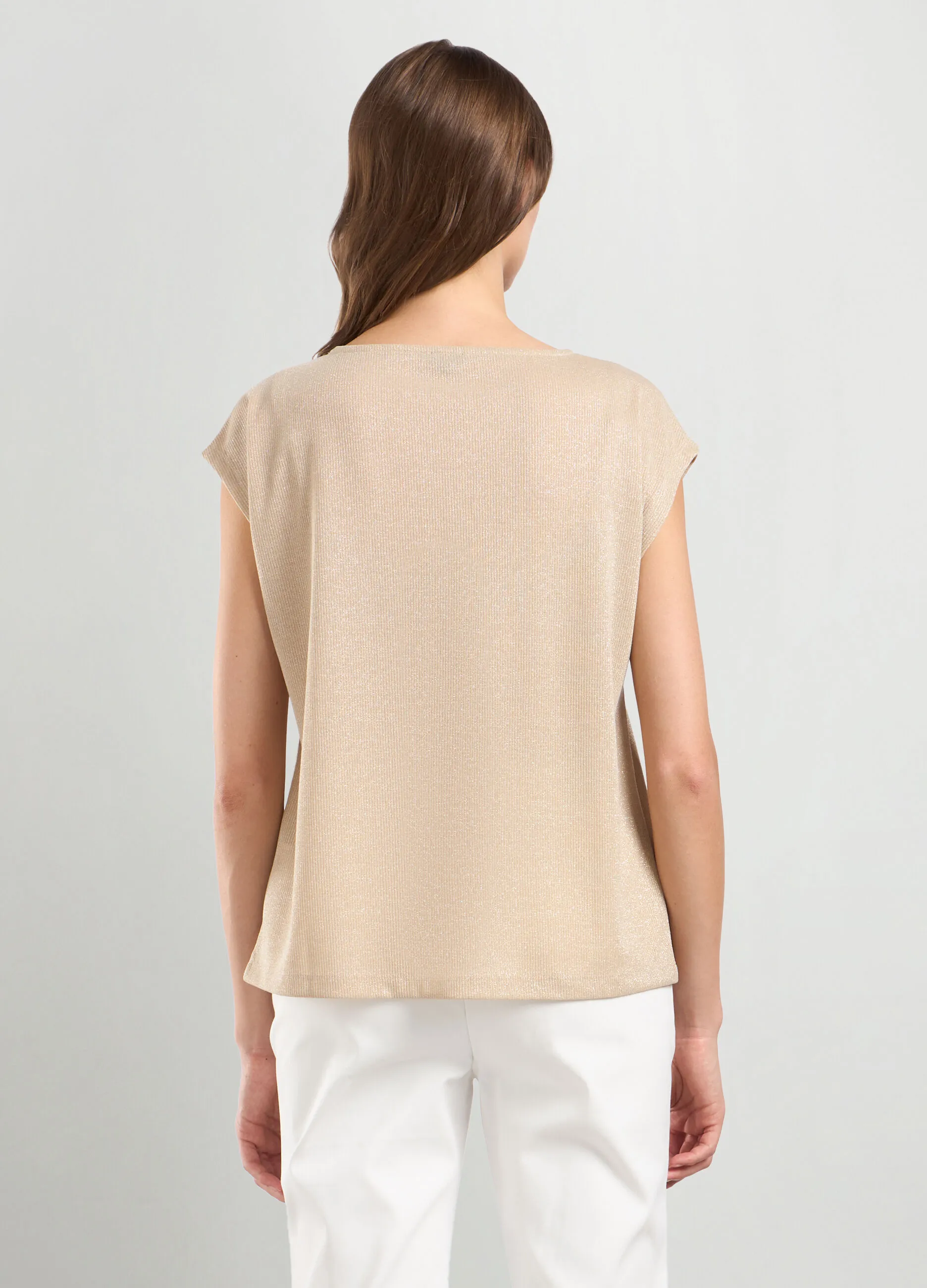 IWIE  Top in costina con filo lurex donna
