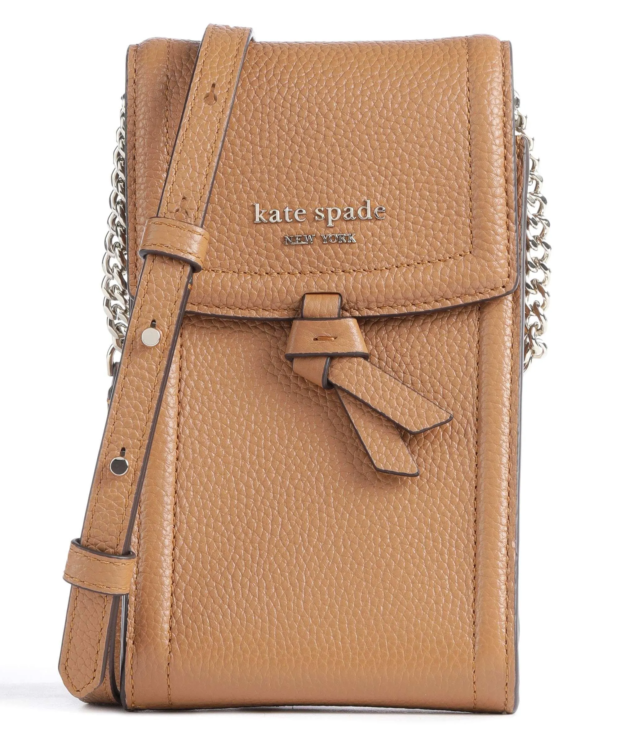  Kate Spade New York Knott Borsetta porta cellulare pelle granulata marrone chiaro  