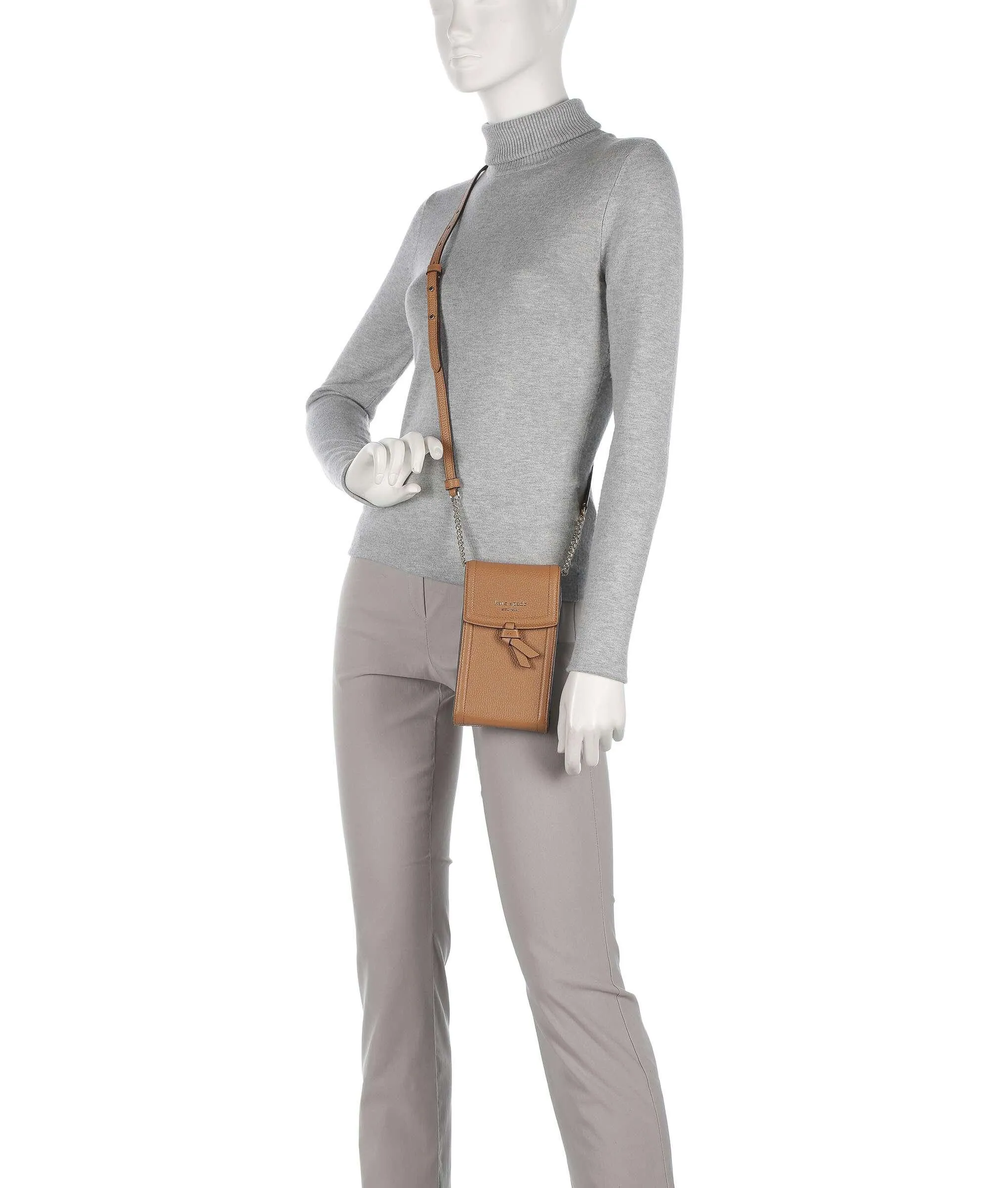  Kate Spade New York Knott Borsetta porta cellulare pelle granulata marrone chiaro  