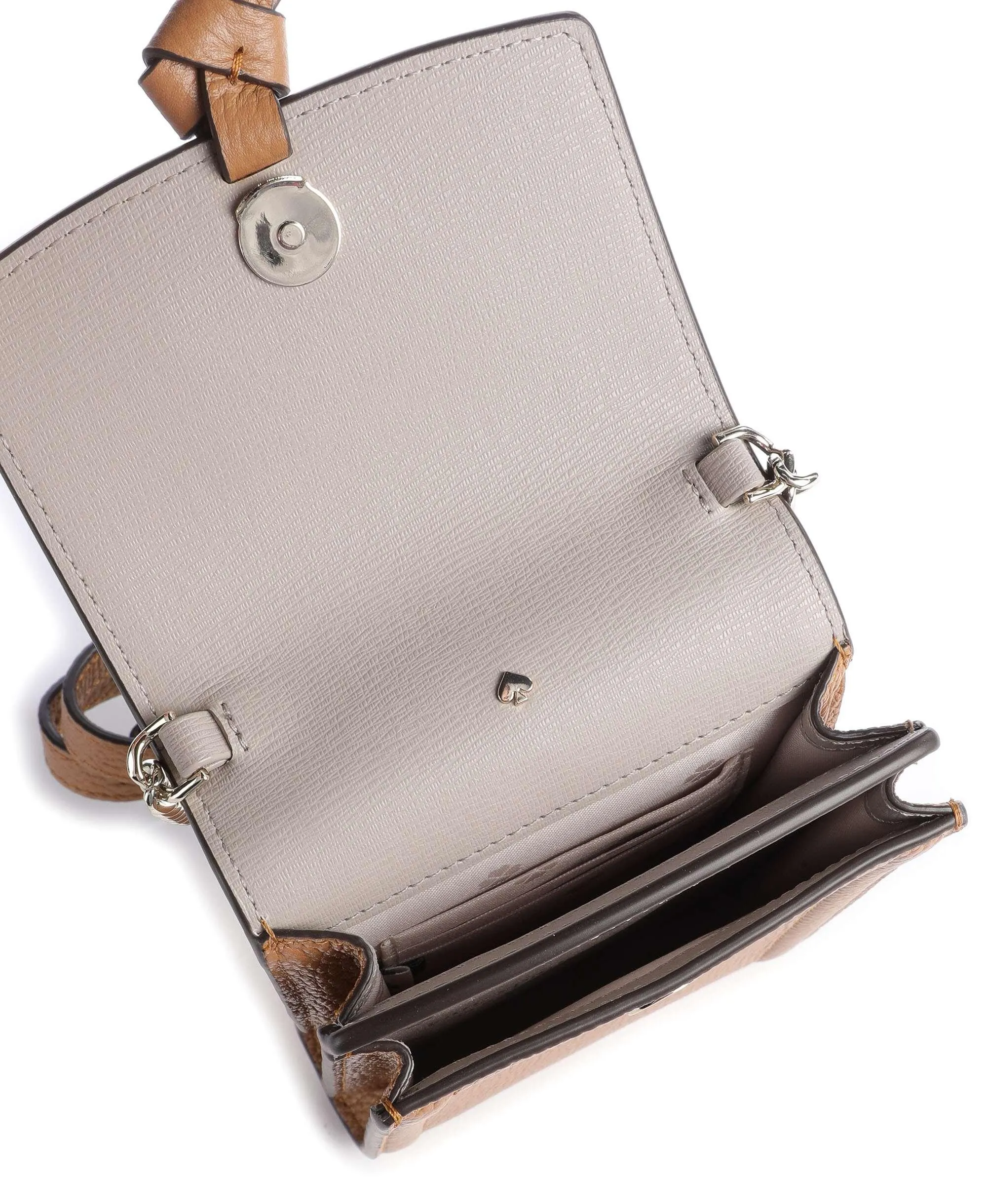  Kate Spade New York Knott Borsetta porta cellulare pelle granulata marrone chiaro  