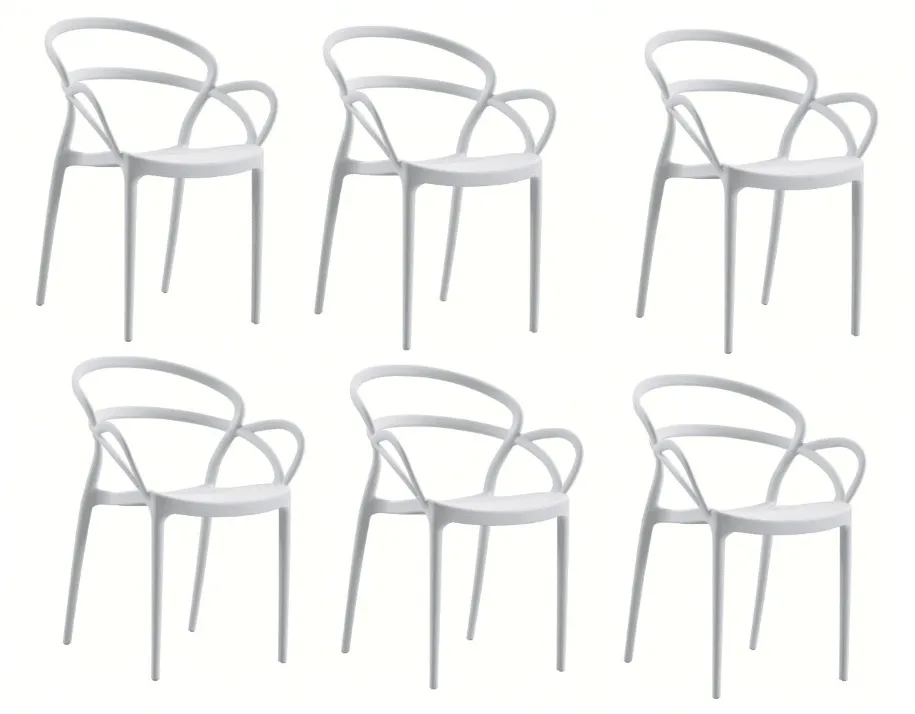 KIT 6 SEDIE POLIPROPILENE BAR RISTORANTE SEDIA INTERNO ESTERNO GIARDINO BIANCO 450 