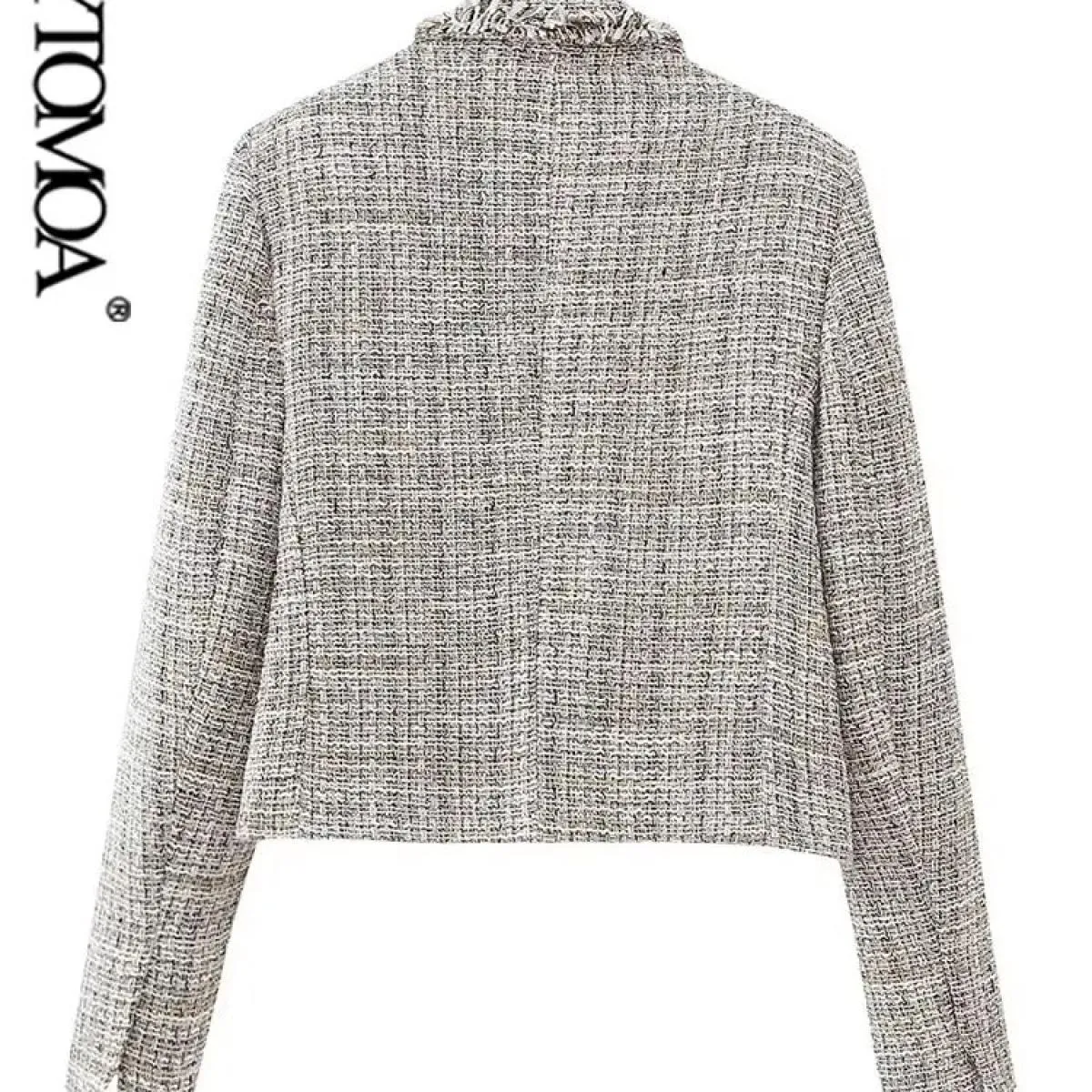 Kpytomoa Cappotto da donna in tweed doppio petto moda donna Cappotto vintage a maniche lunghe sfilacciato Capispalla femminile T