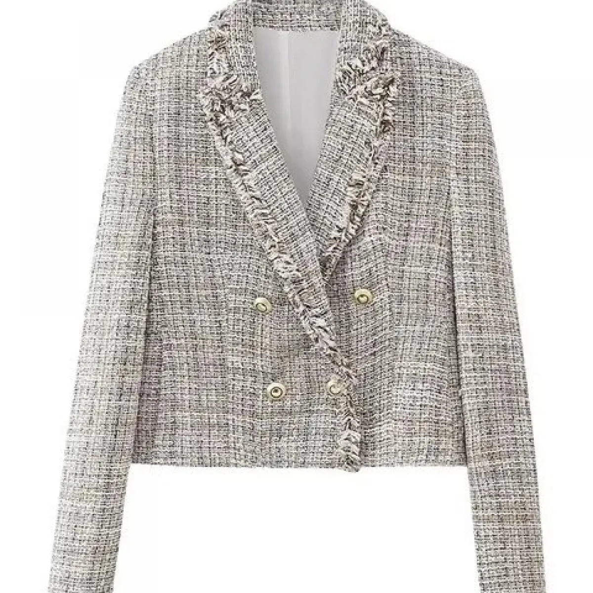Kpytomoa Cappotto da donna in tweed doppio petto moda donna Cappotto vintage a maniche lunghe sfilacciato Capispalla femminile T