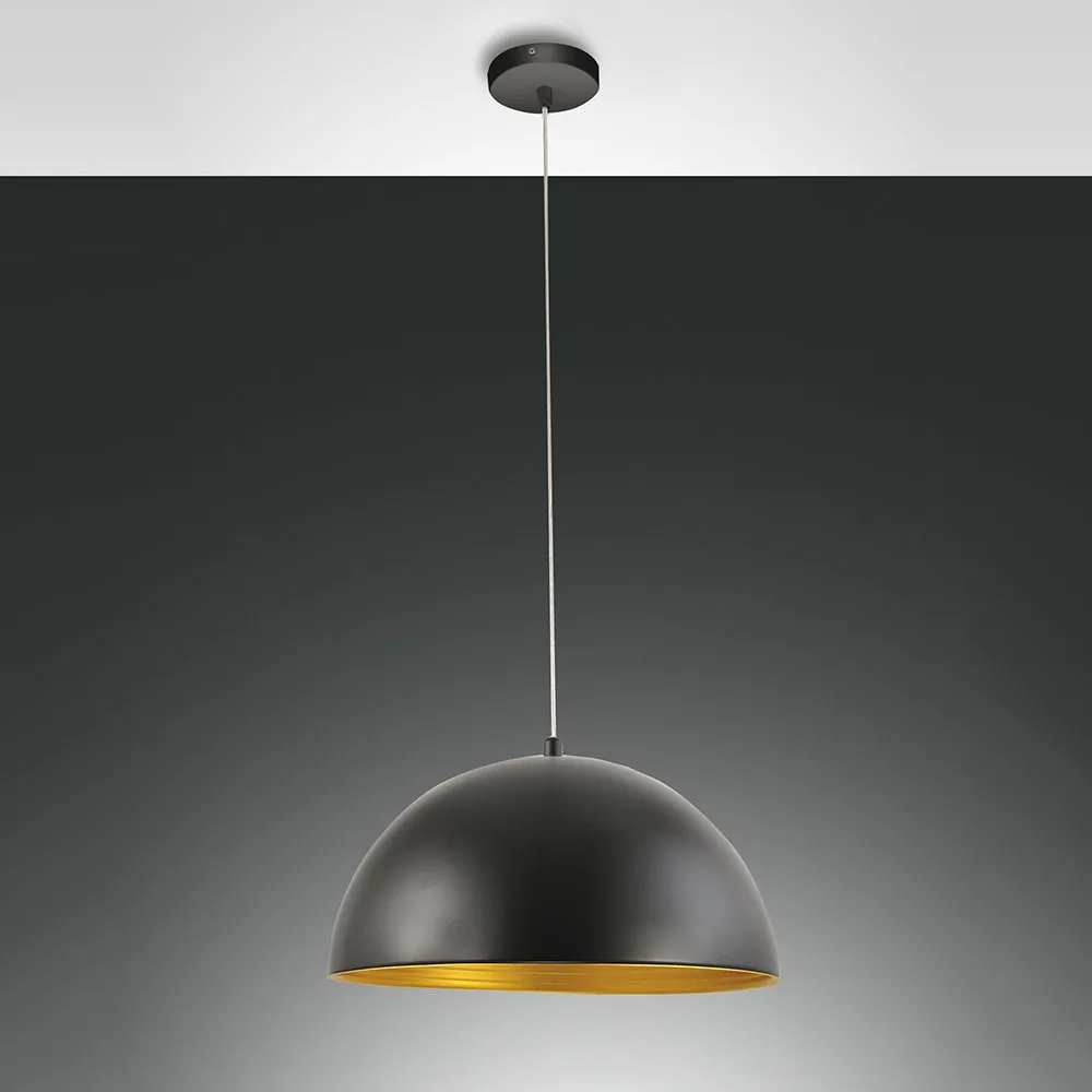 Lampada a Sospensione FABAS LUCE – DINGLE Metallo Nero Oro