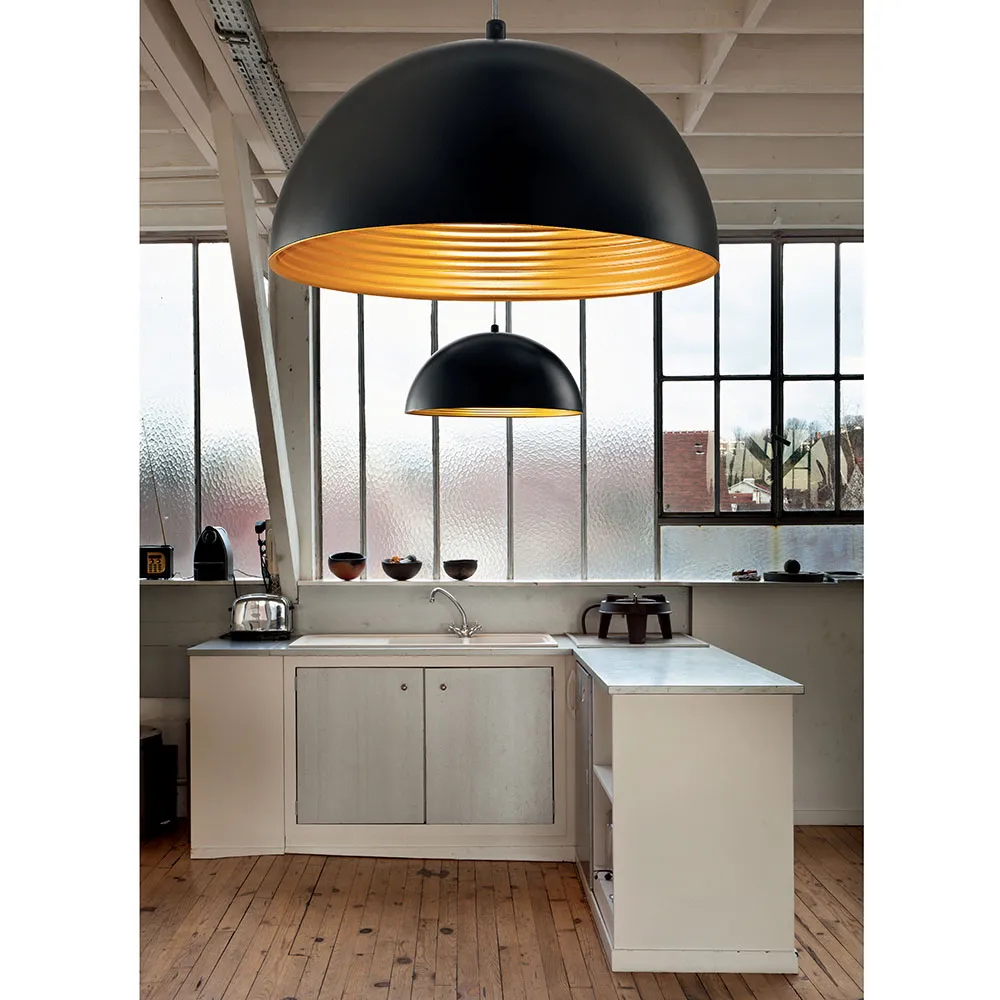 Lampada a Sospensione FABAS LUCE – DINGLE Metallo Nero Oro