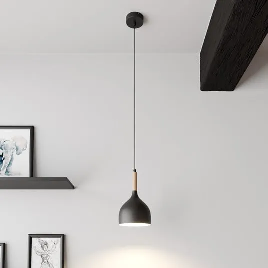 Lampada a sospensione Noak, legno nero/naturale, Ø 17 cm