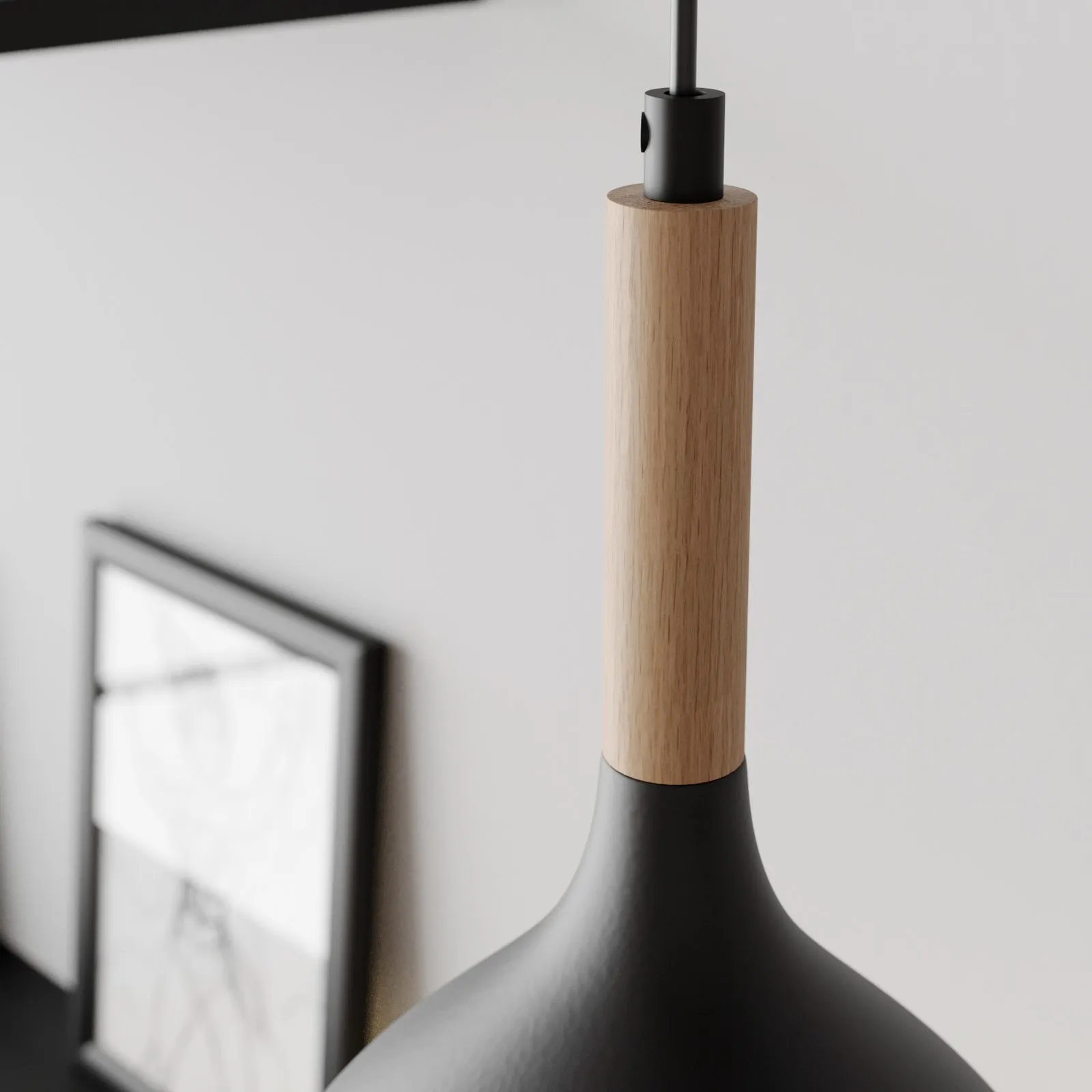 Lampada a sospensione Noak, legno nero/naturale, Ø 17 cm