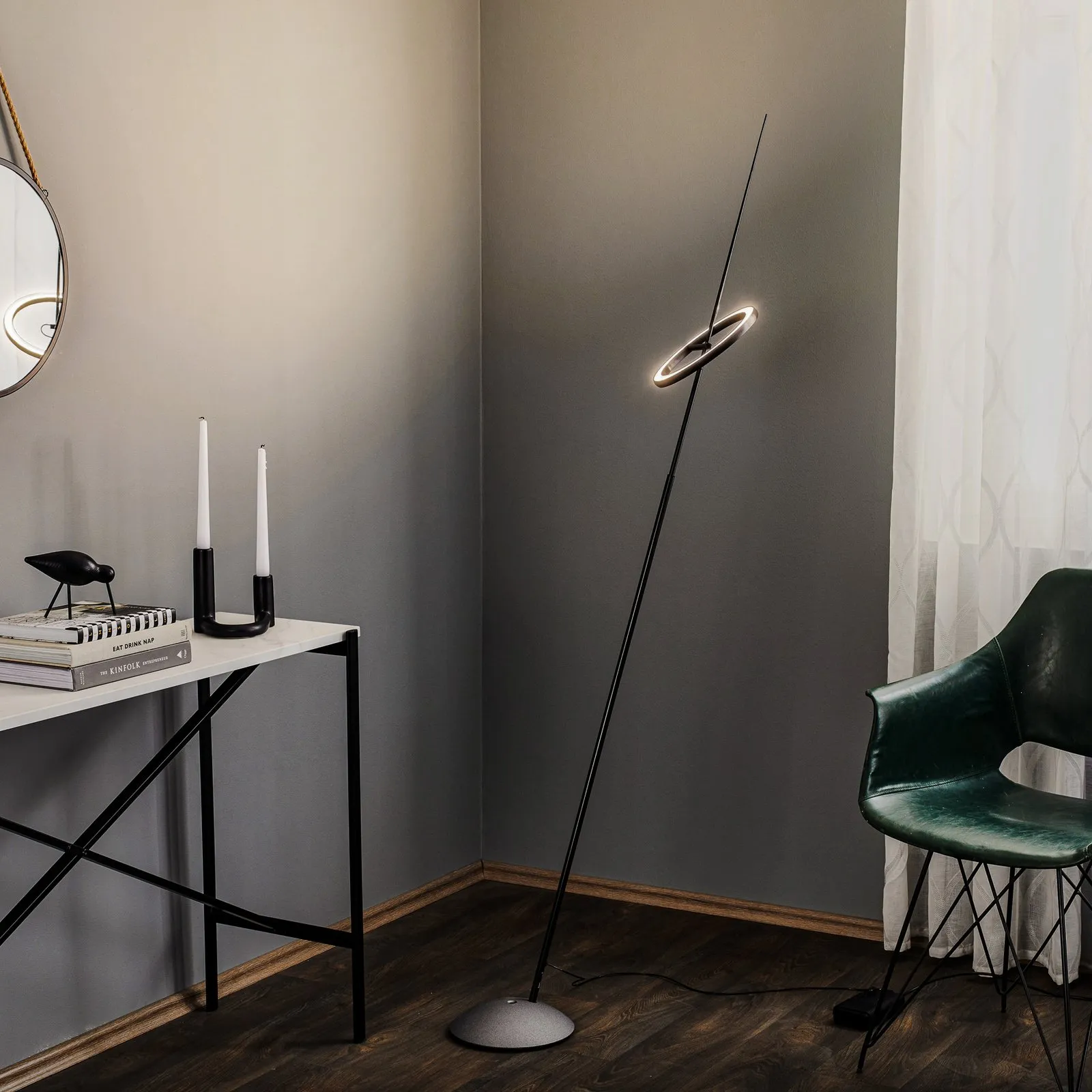 Lampada da pavimento LED Ringelpiez anulare nera