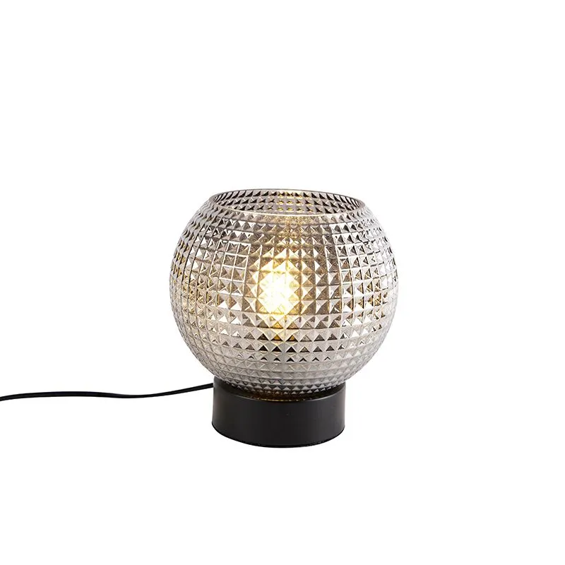 Lampada da tavolo Art Déco nera con vetro fumé - Sfera