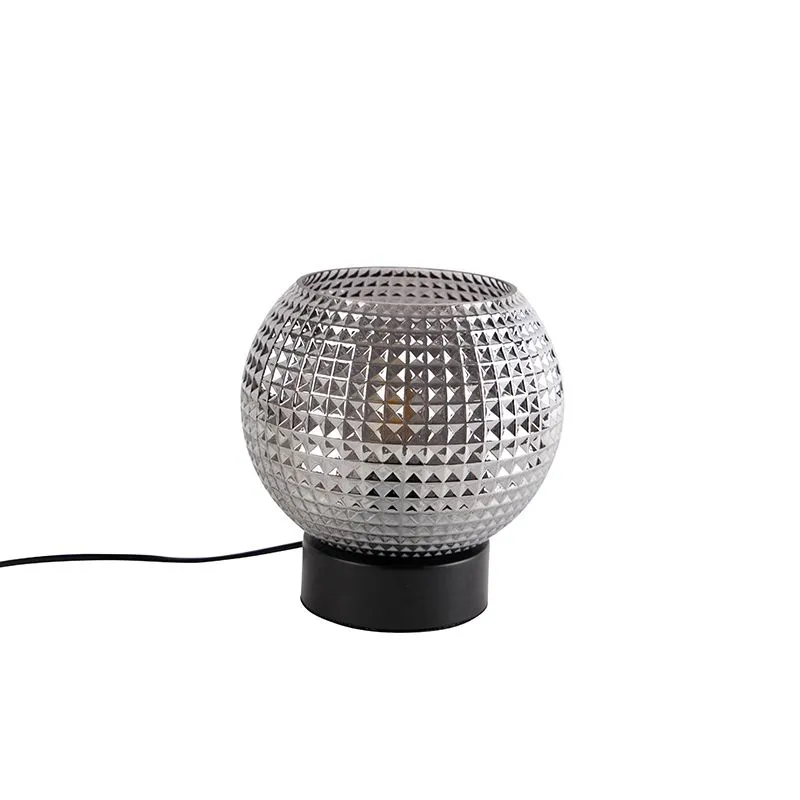 Lampada da tavolo Art Déco nera con vetro fumé - Sfera