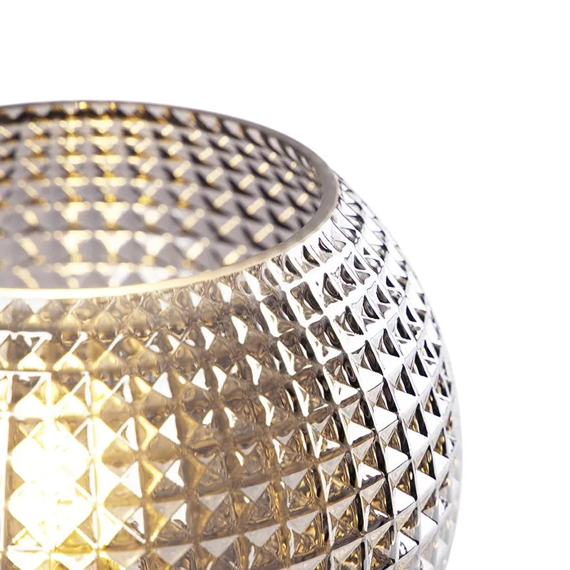 Lampada da tavolo Art Déco nera con vetro fumé - Sfera