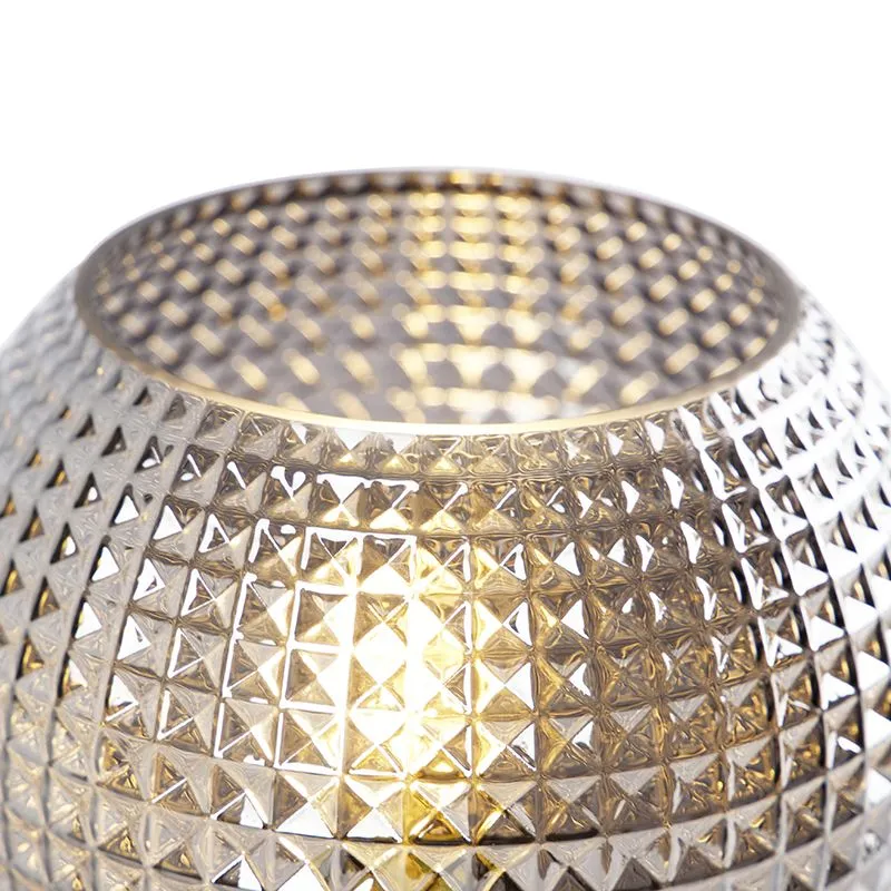 Lampada da tavolo Art Déco nera con vetro fumé - Sfera
