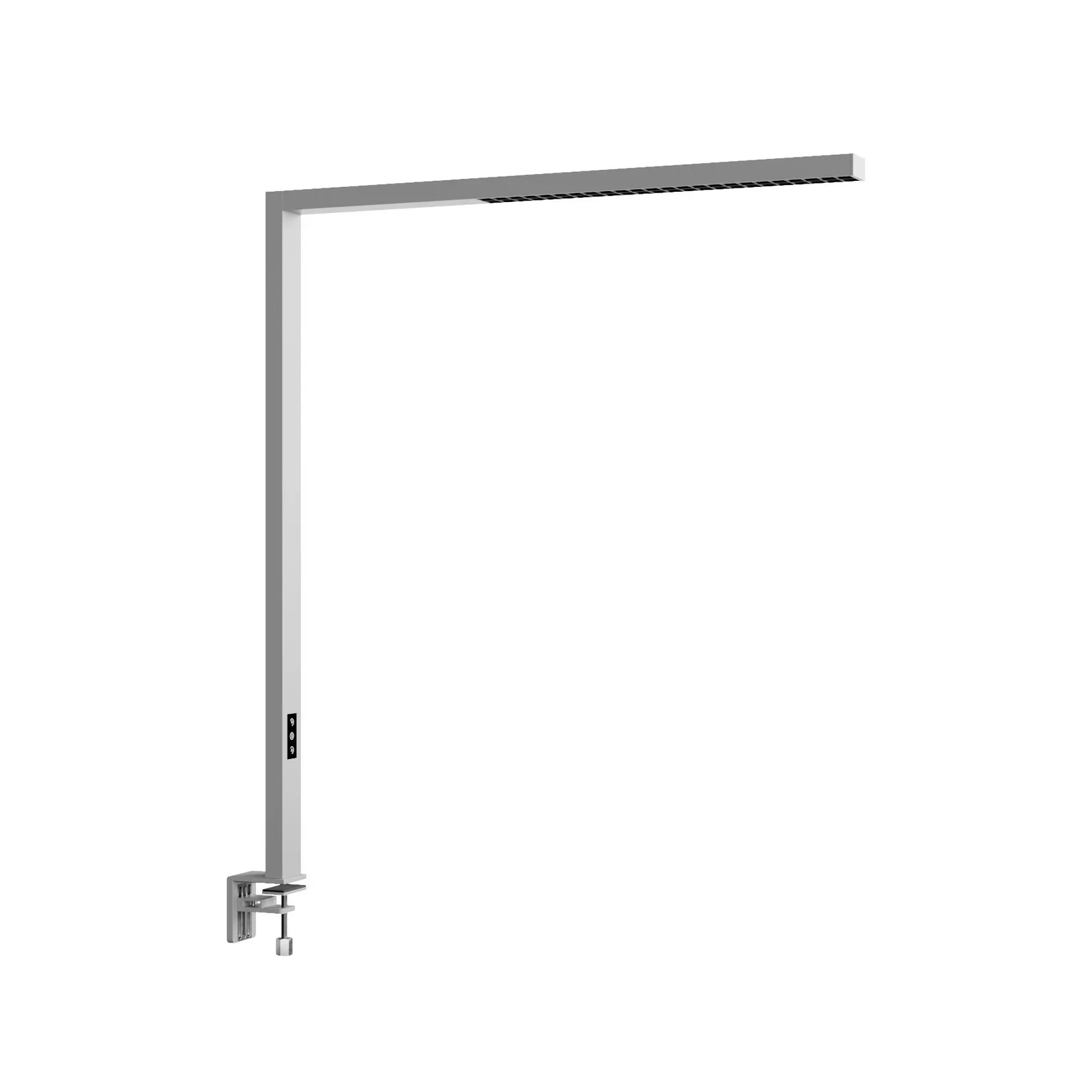 Lampada LED a morsetto per ufficio Jolinda, argento, metallo, dimmerabile