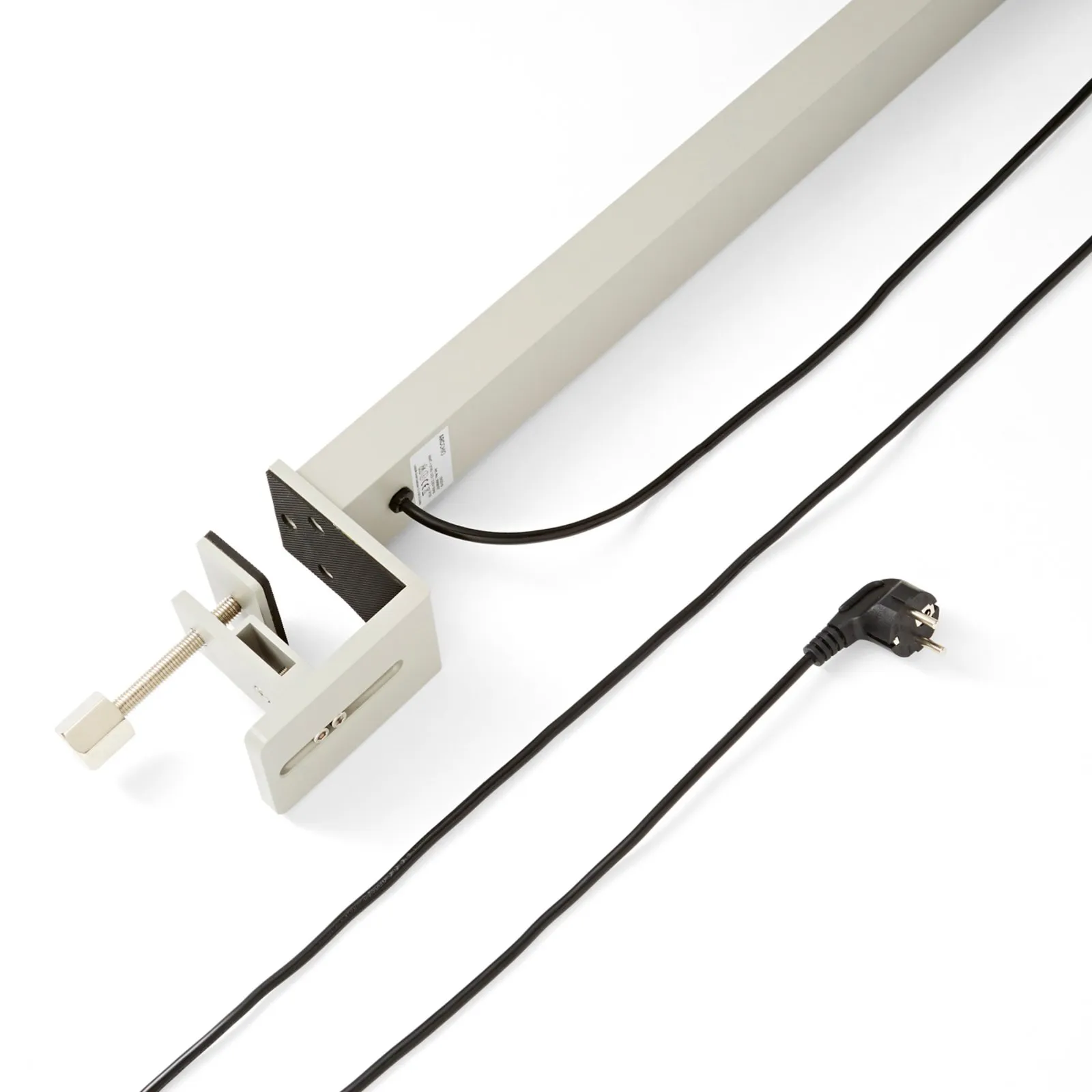 Lampada LED a morsetto per ufficio Jolinda, argento, metallo, dimmerabile