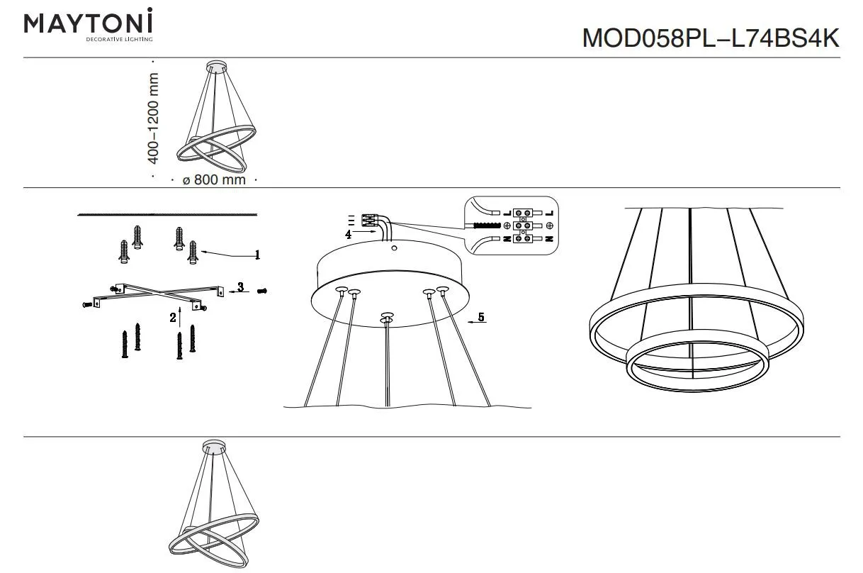 Lampadario a Sospensione Moderno Rim 2 Anelli Led Ottone Maytoni