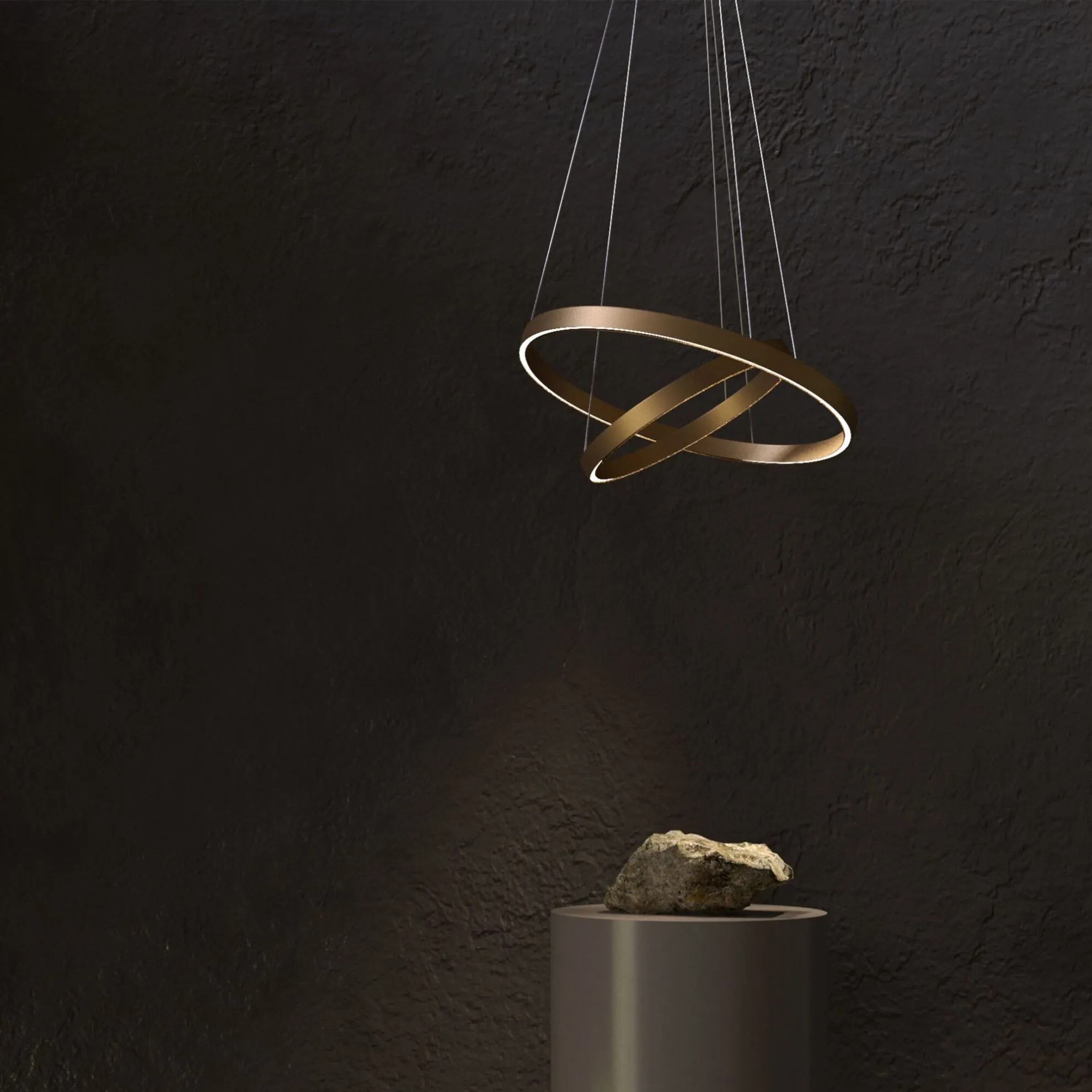 Lampadario a Sospensione Moderno Rim 2 Anelli Led Ottone Maytoni