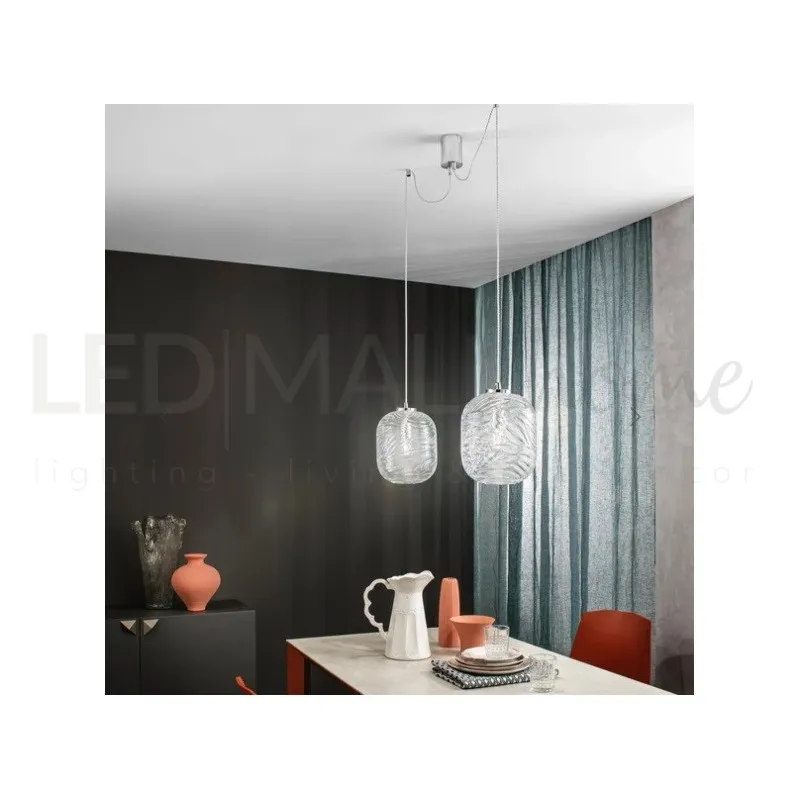 Lampadario a sospensione Trasparente 2Xe27 20,5X250X9Cm