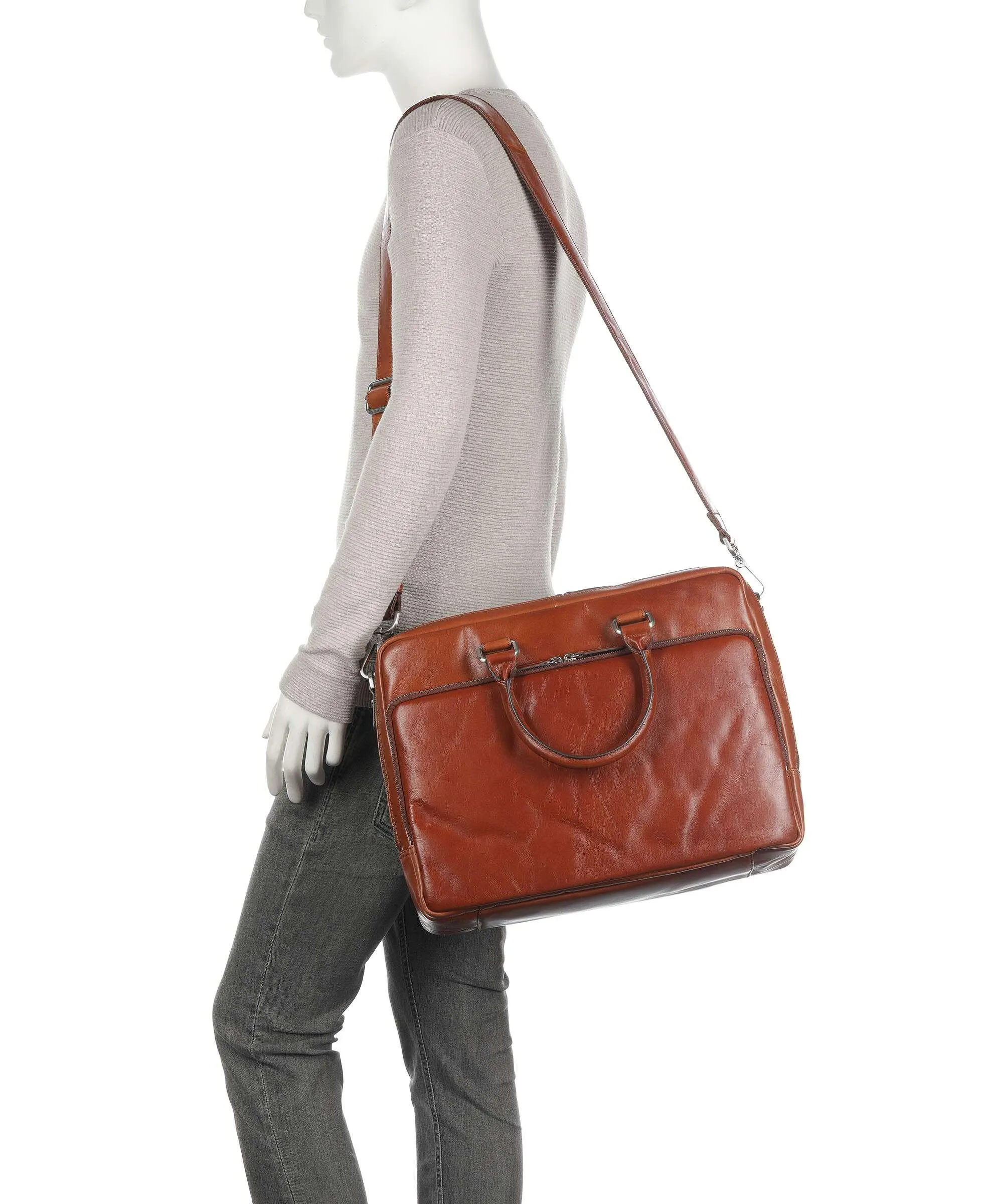  Leonhard Heyden Cambridge Cartella 15″ pelle di vacchetta finemente grana cognac  