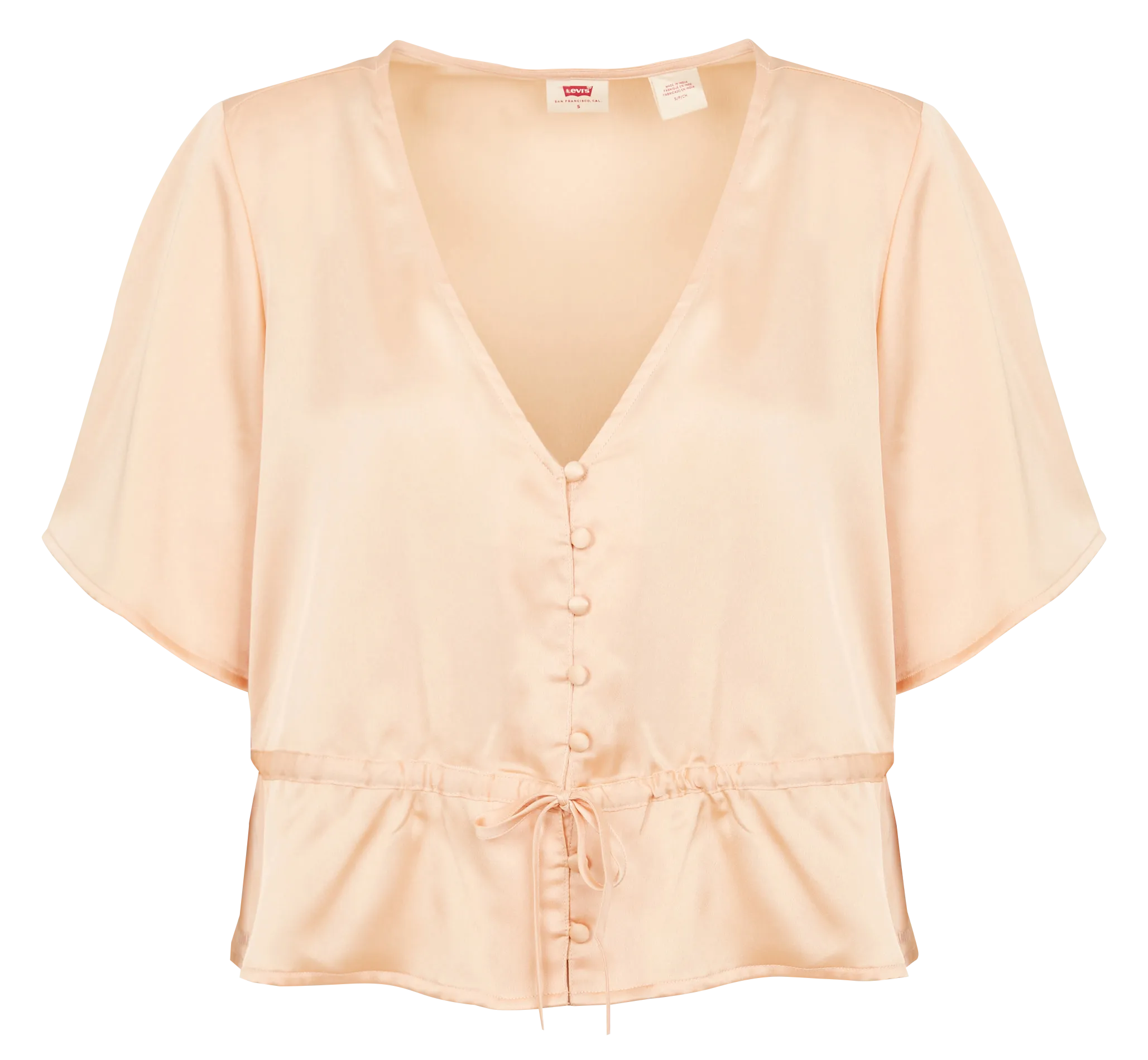  LEVI'S   LINDY SS BLOUSE - Blusa morbida scollo a V satinata | Beige