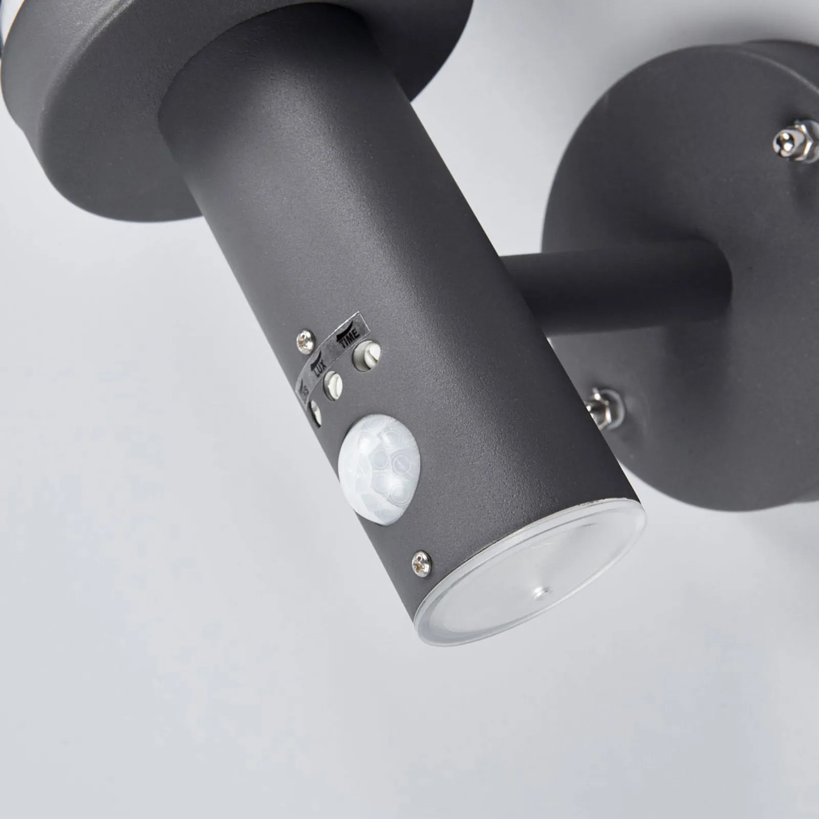 Lindby Applique da esterno Djori, sensore, antracite, acciaio inossidabile