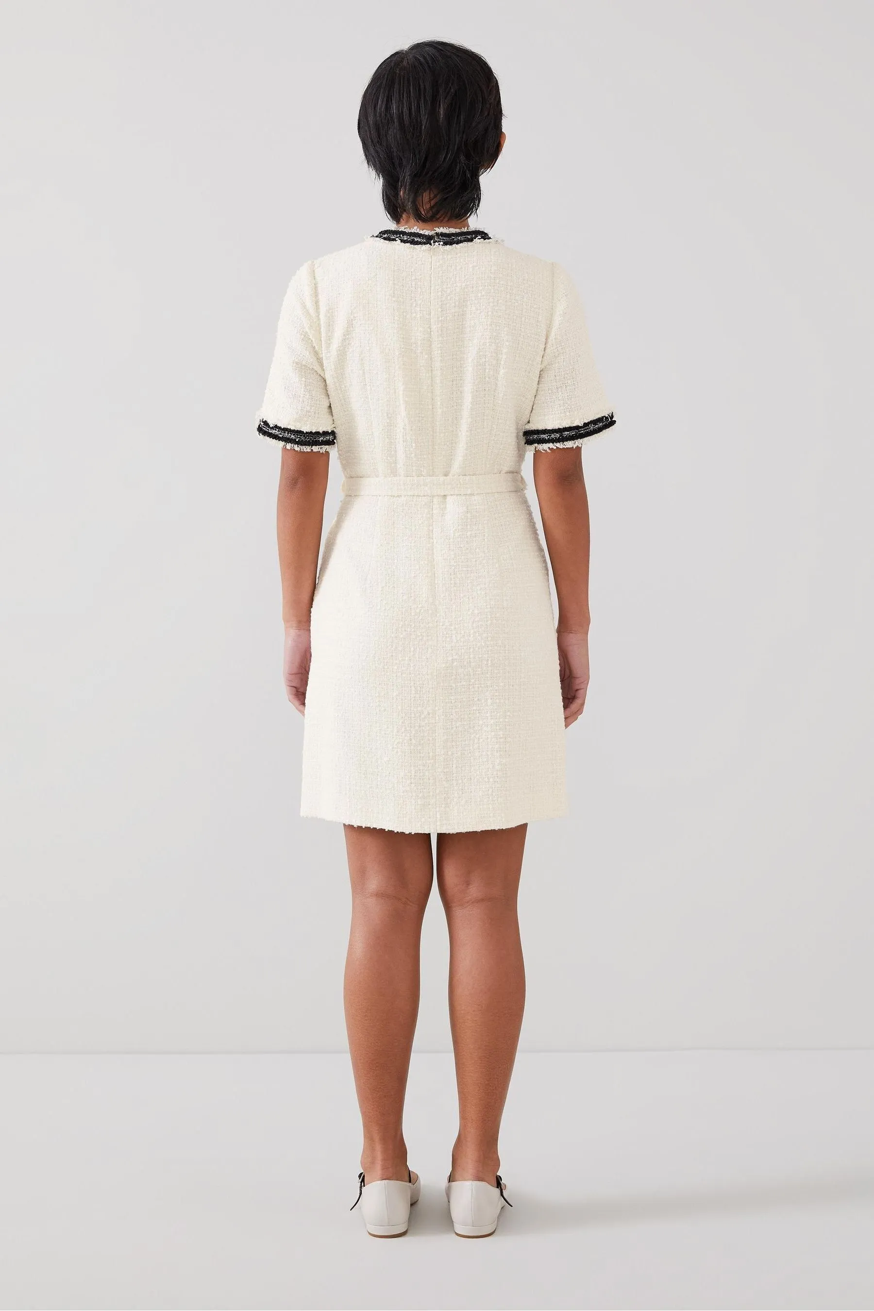 LK Bennett Cream - Charlie Petite - Abito avorio in Blend Blend in tweed italiano