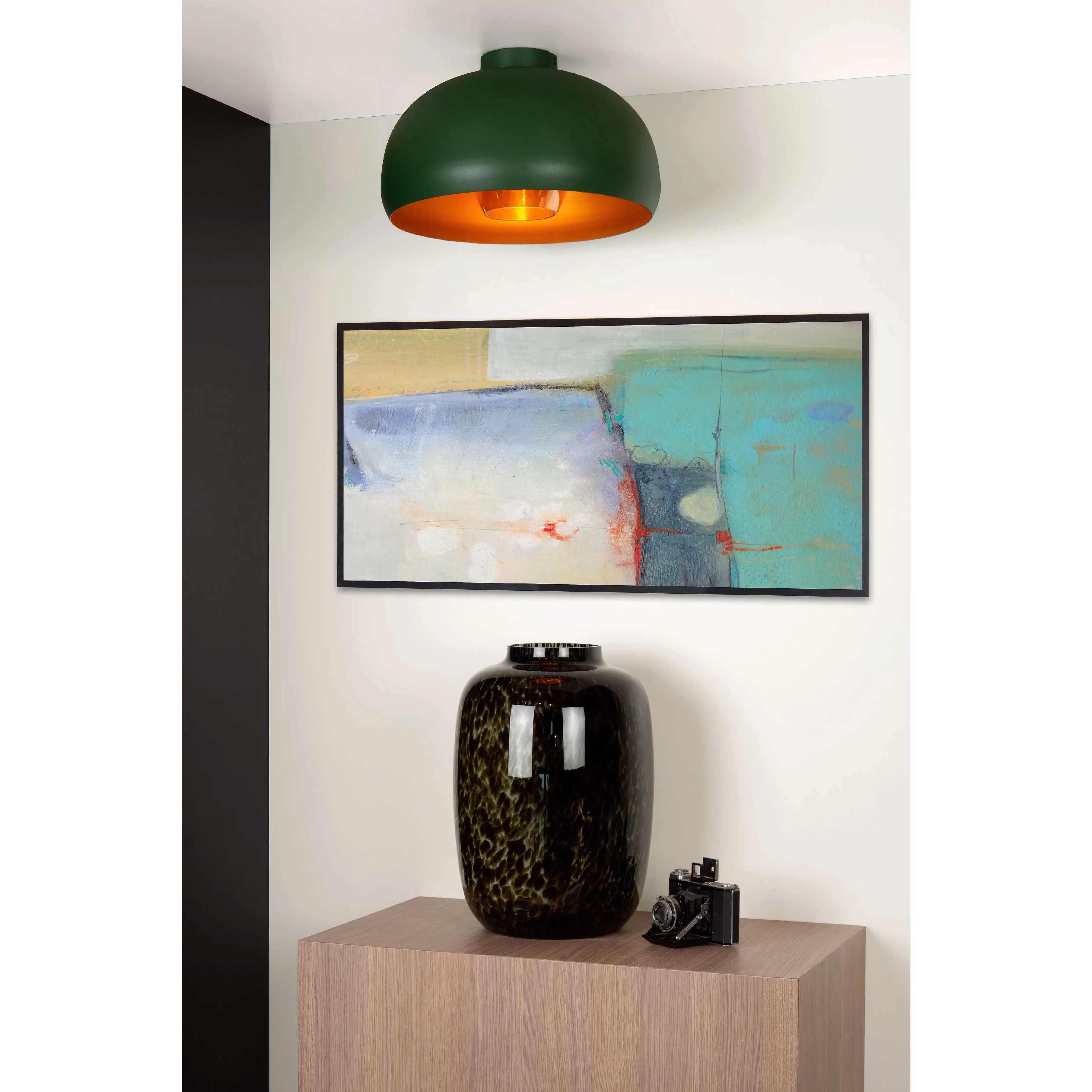 Lucide  Lampada da soffitto diffusore rotondo in acciaio a campana dalle linee moderne Sharan - 60W