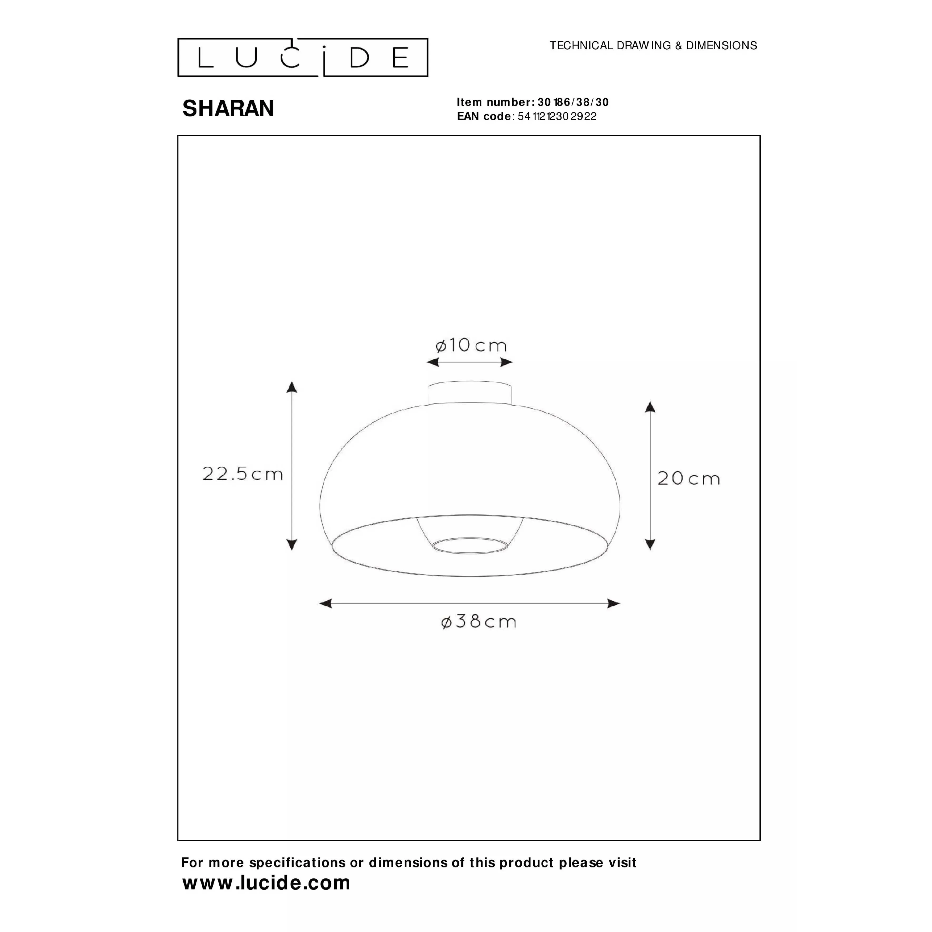 Lucide  Lampada da soffitto diffusore rotondo in acciaio a campana dalle linee moderne Sharan - 60W