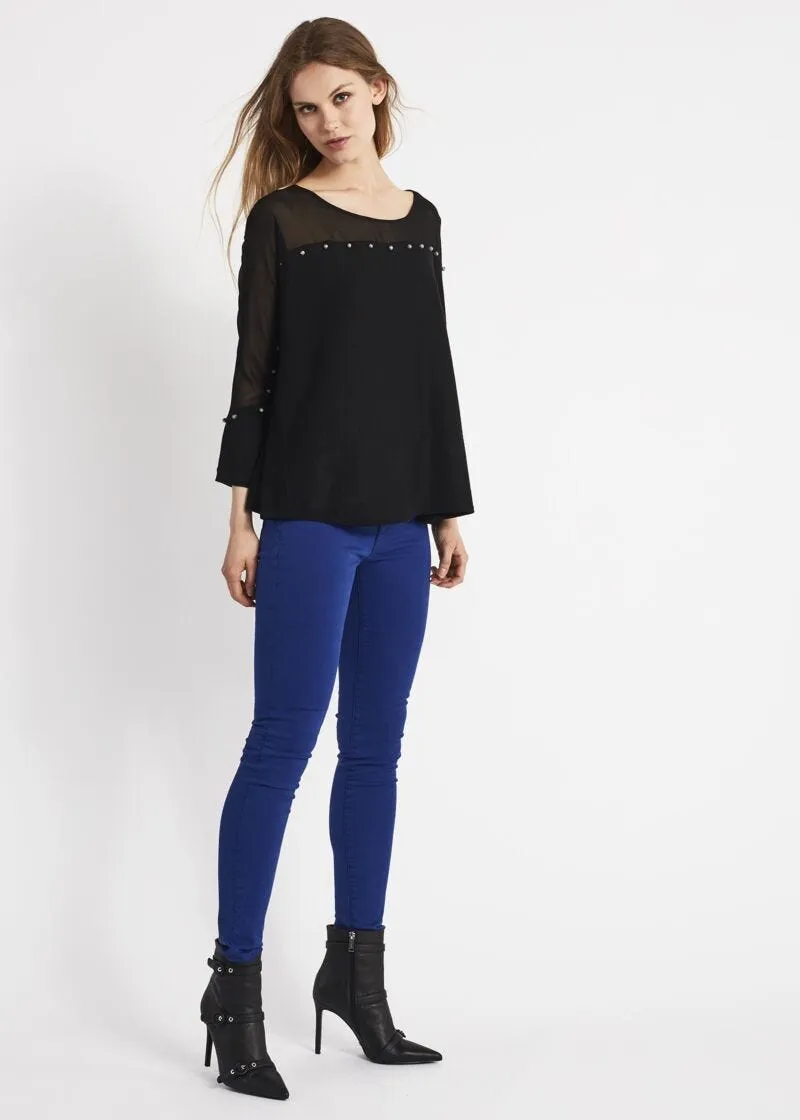 Maglia con dettagli in georgette