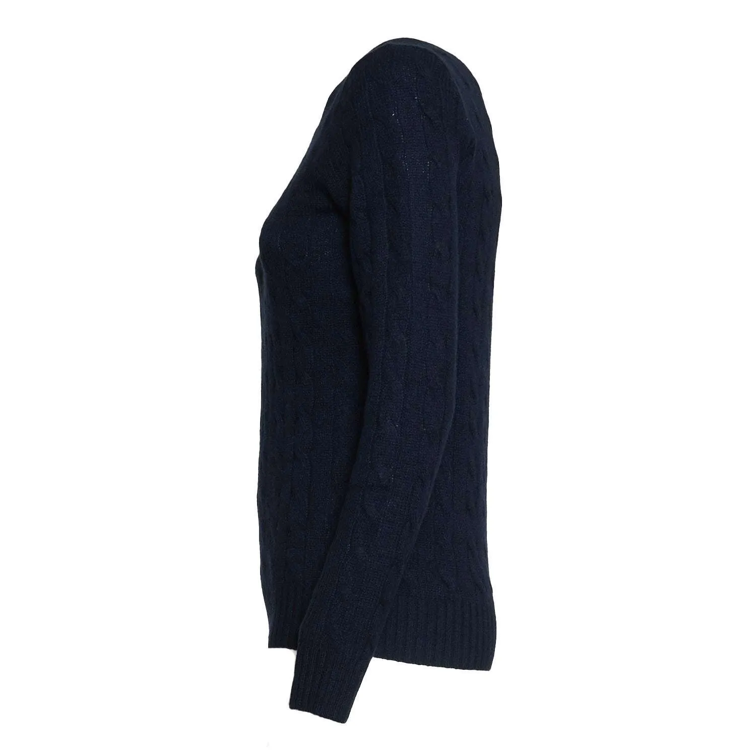 Maglia Girocollo Trecce In Lana E Cachemire