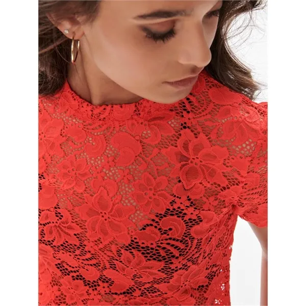 Maglietta donna corta in pizzo Only