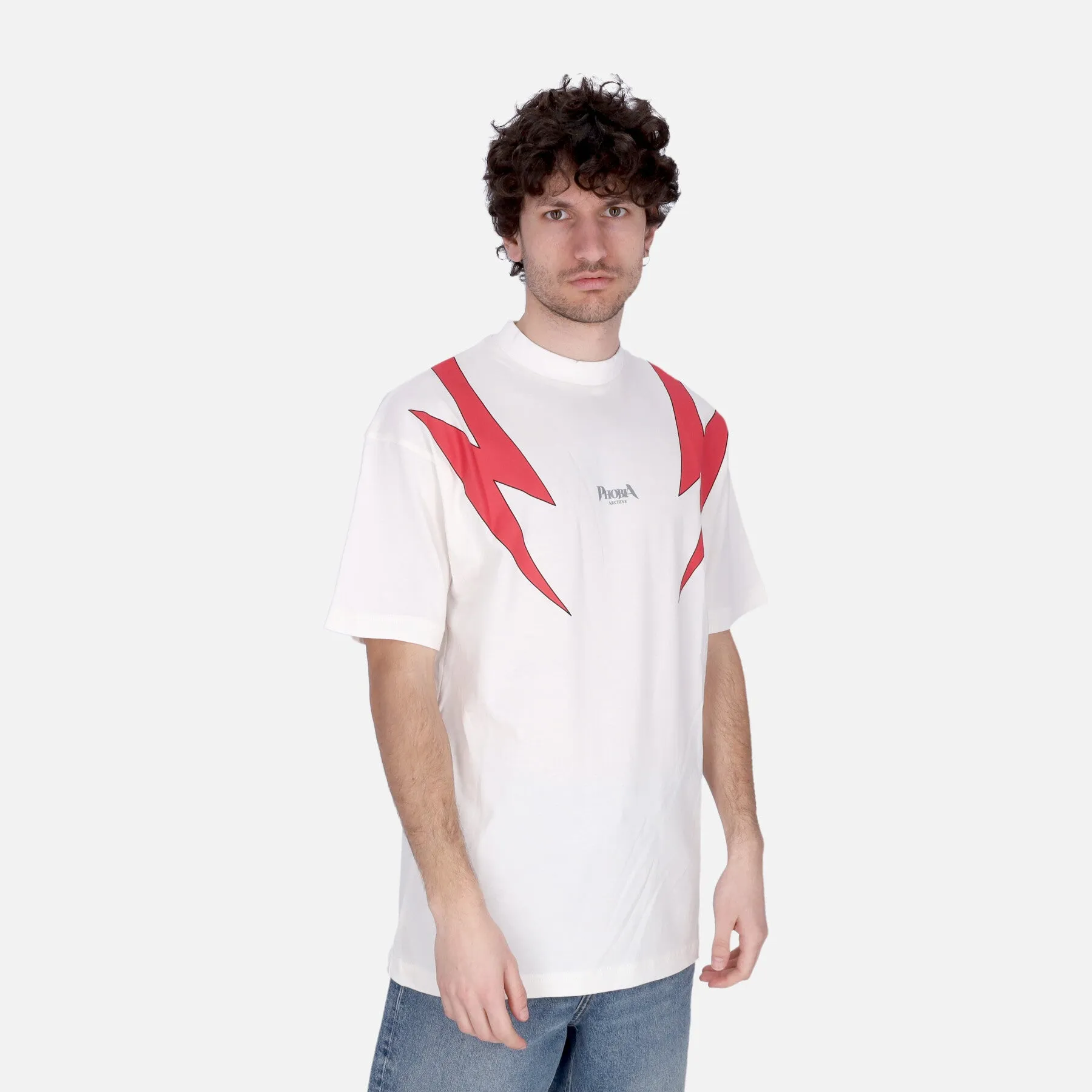 Maglietta Uomo Screaming Skulls Print Tee White/red