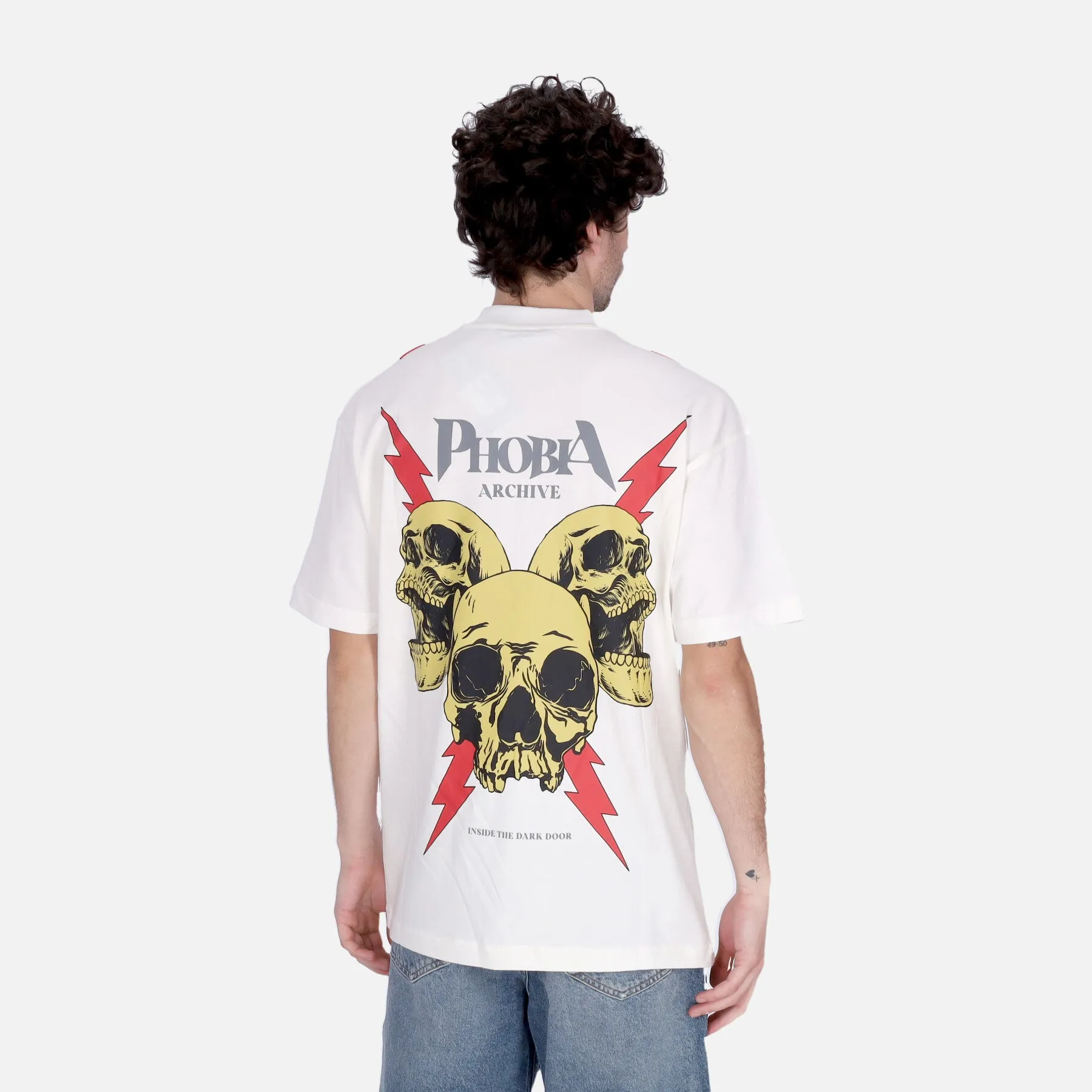 Maglietta Uomo Screaming Skulls Print Tee White/red