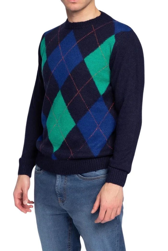 Markup maglia girocollo a rombi in misto lana mk590102