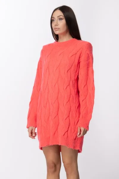 Maxi pullover con motivo a trecce CORAL