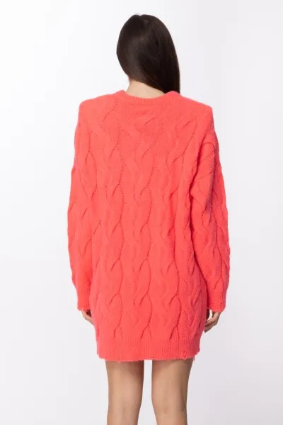 Maxi pullover con motivo a trecce CORAL