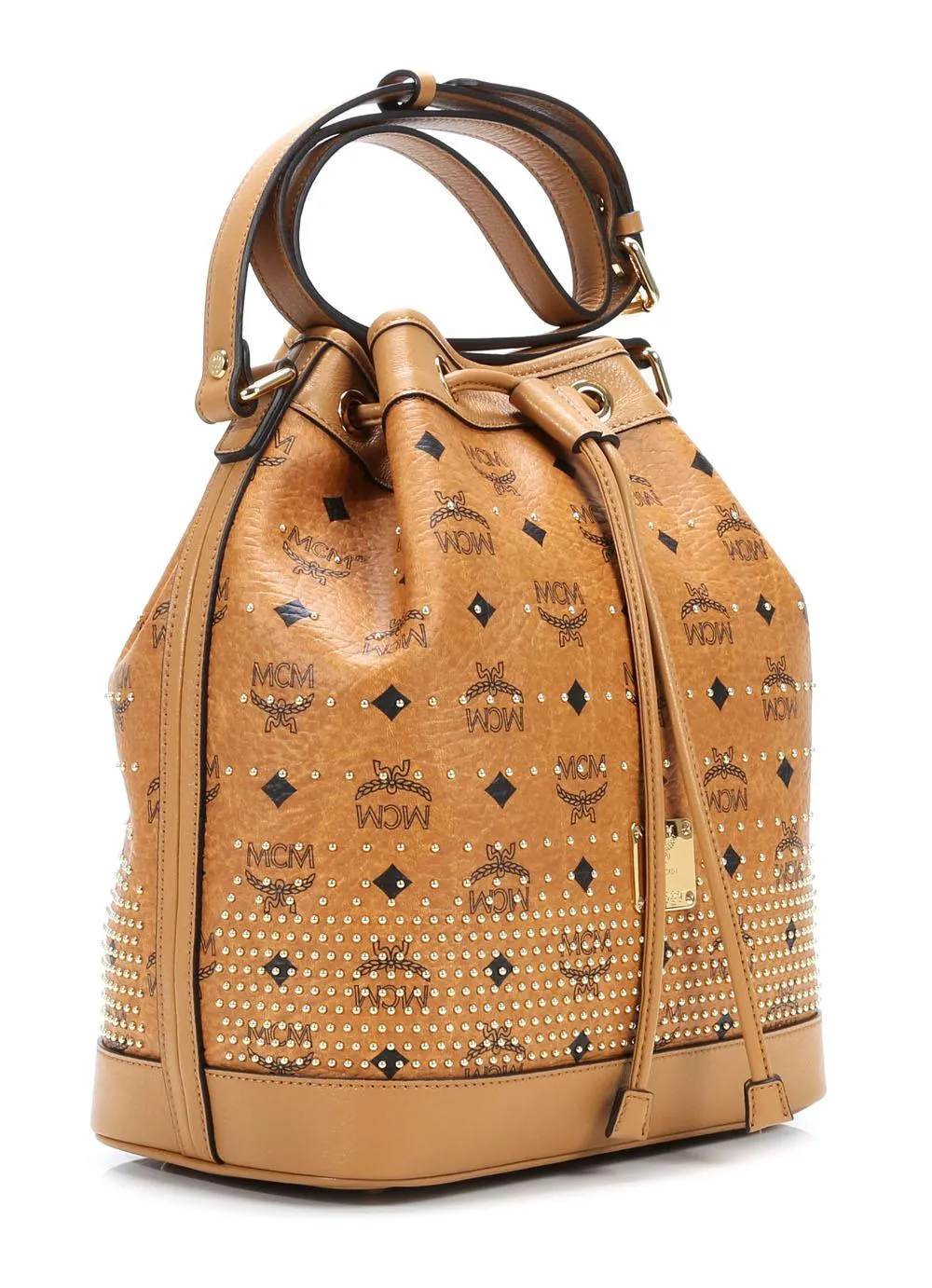  MCM Gold Visetos Borsa hobo pelle sintetica cognac  