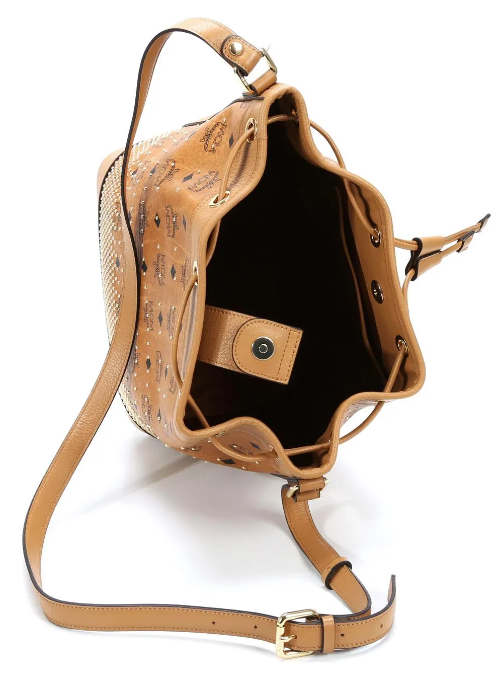  MCM Gold Visetos Borsa hobo pelle sintetica cognac  