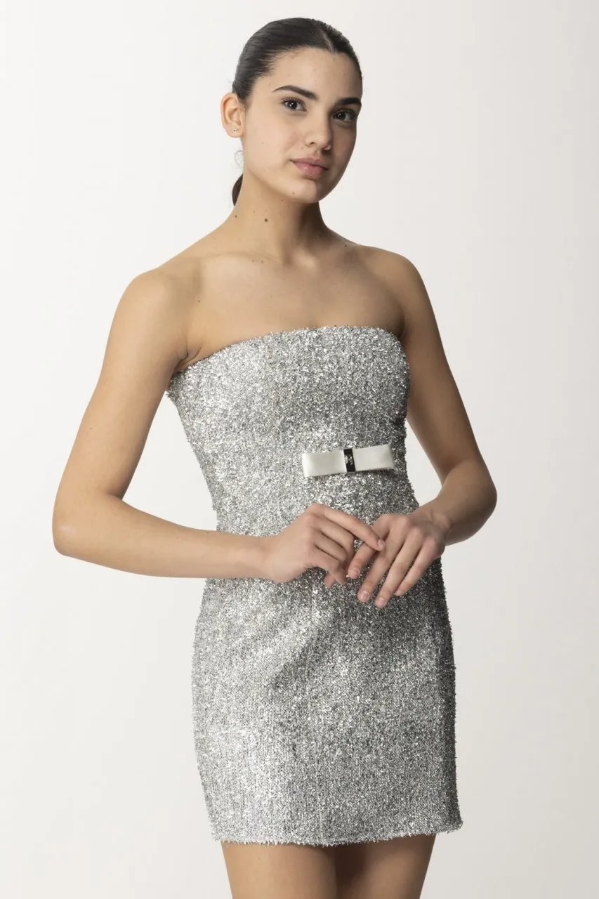 Miniabito in tweed lurex con fiocco Argento