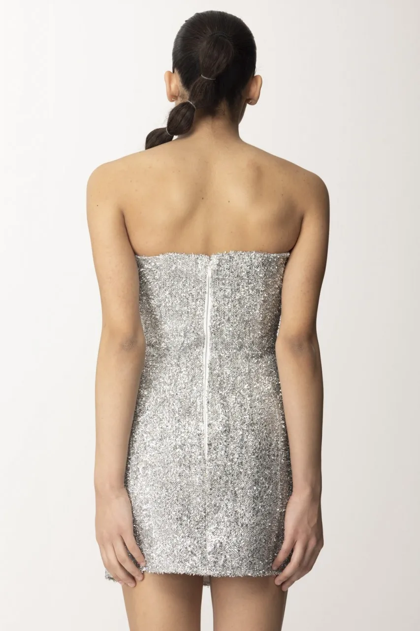Miniabito in tweed lurex con fiocco Argento