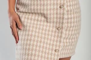Minigonna in tweed, beige