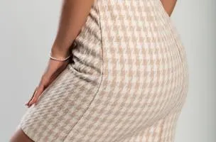 Minigonna in tweed, beige