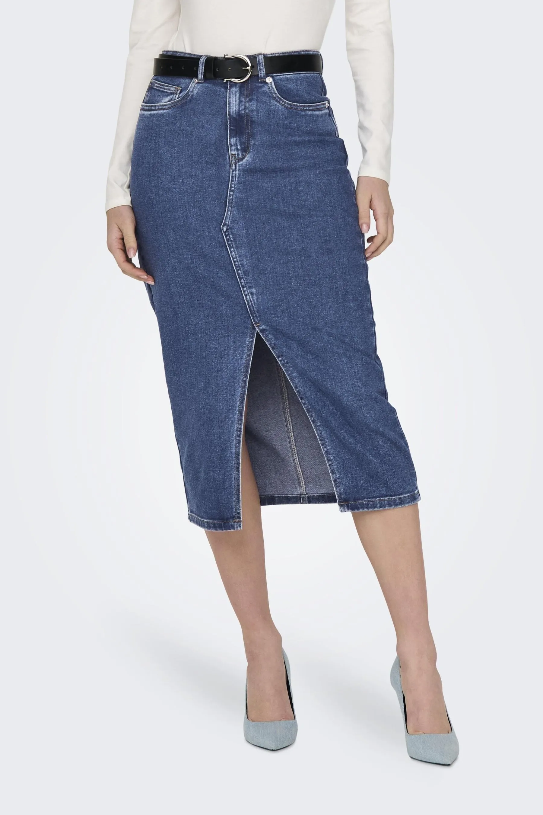 ONLY Denim - Gonna midi con spacco sul davanti
