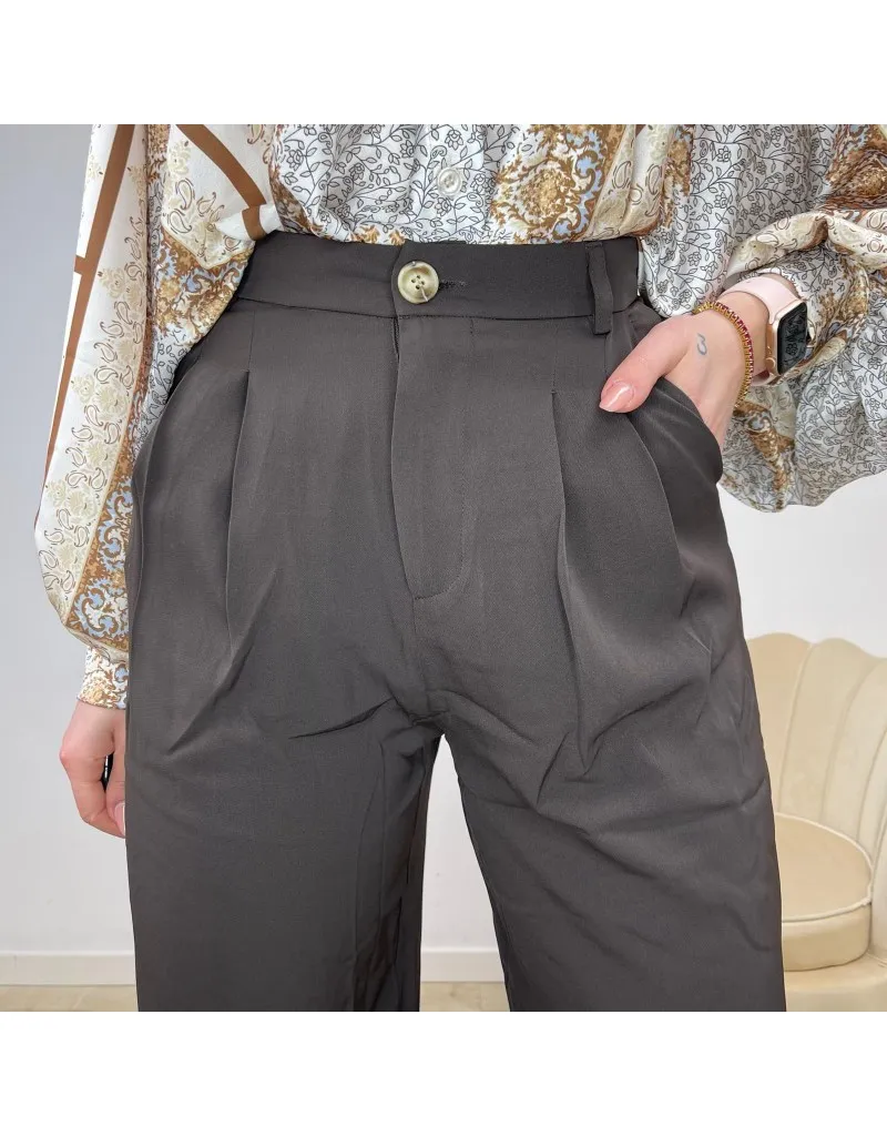 PANTALONE PALAZZO MARRONE