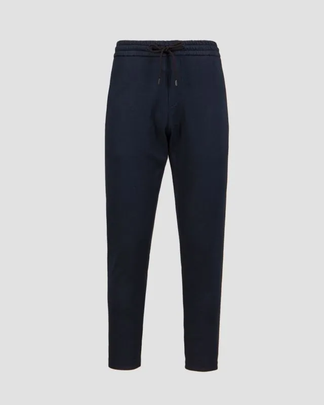 Pantaloni blu scuro in lana da uomo Dondup Pantalone Dom