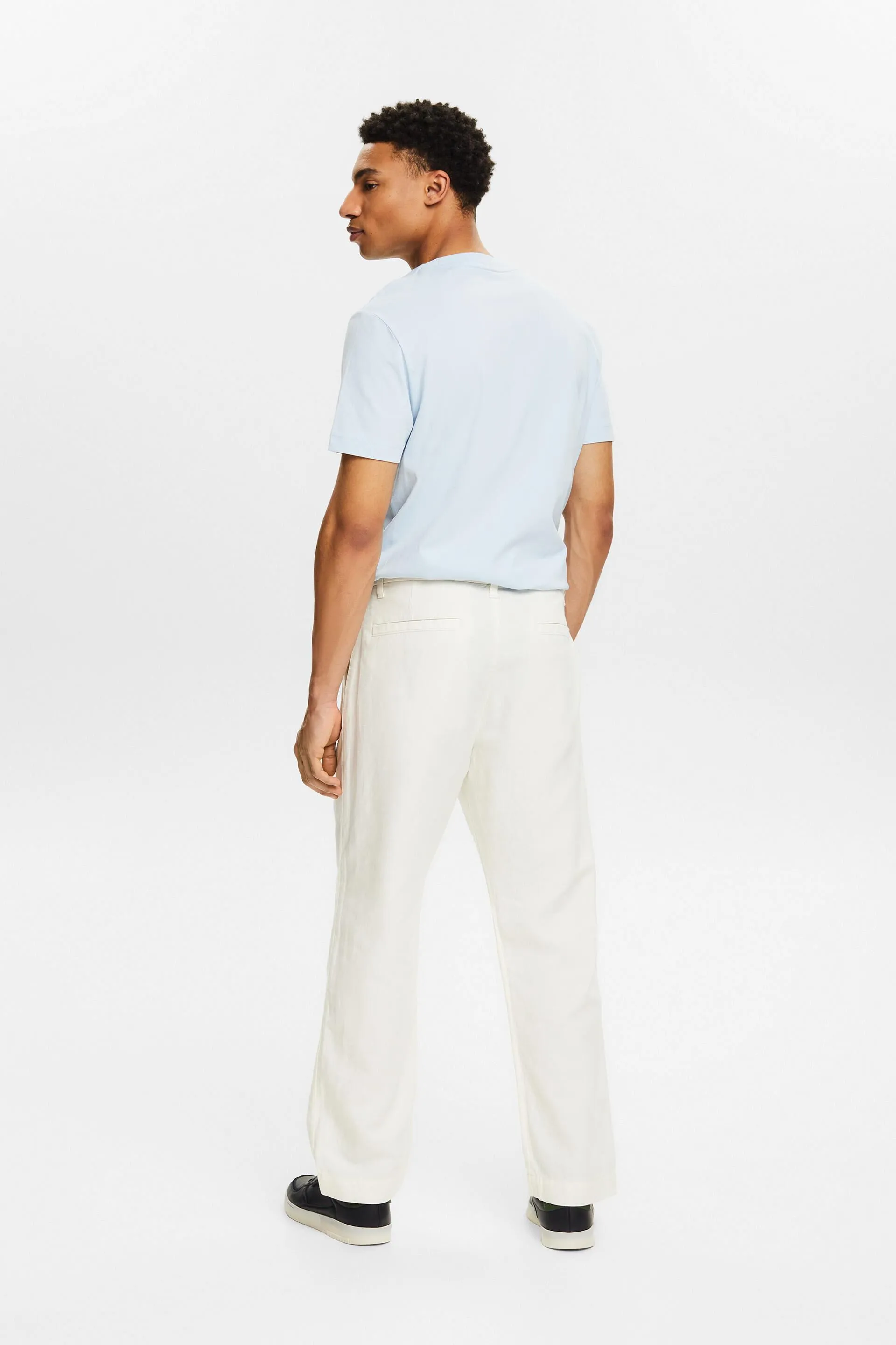 Pantaloni dritti in lino e cotone