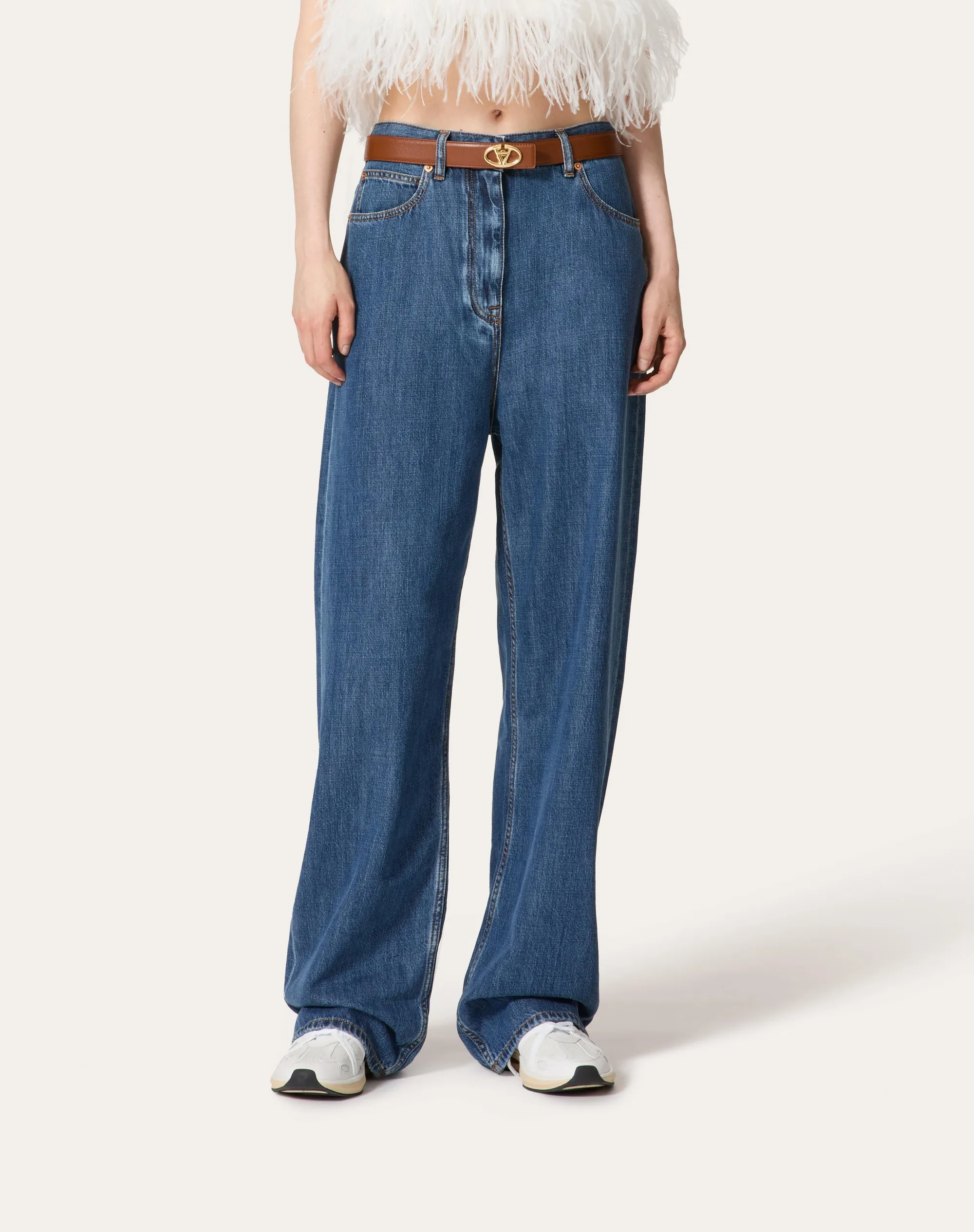 PANTALONI IN DENIM BLU MEDIO