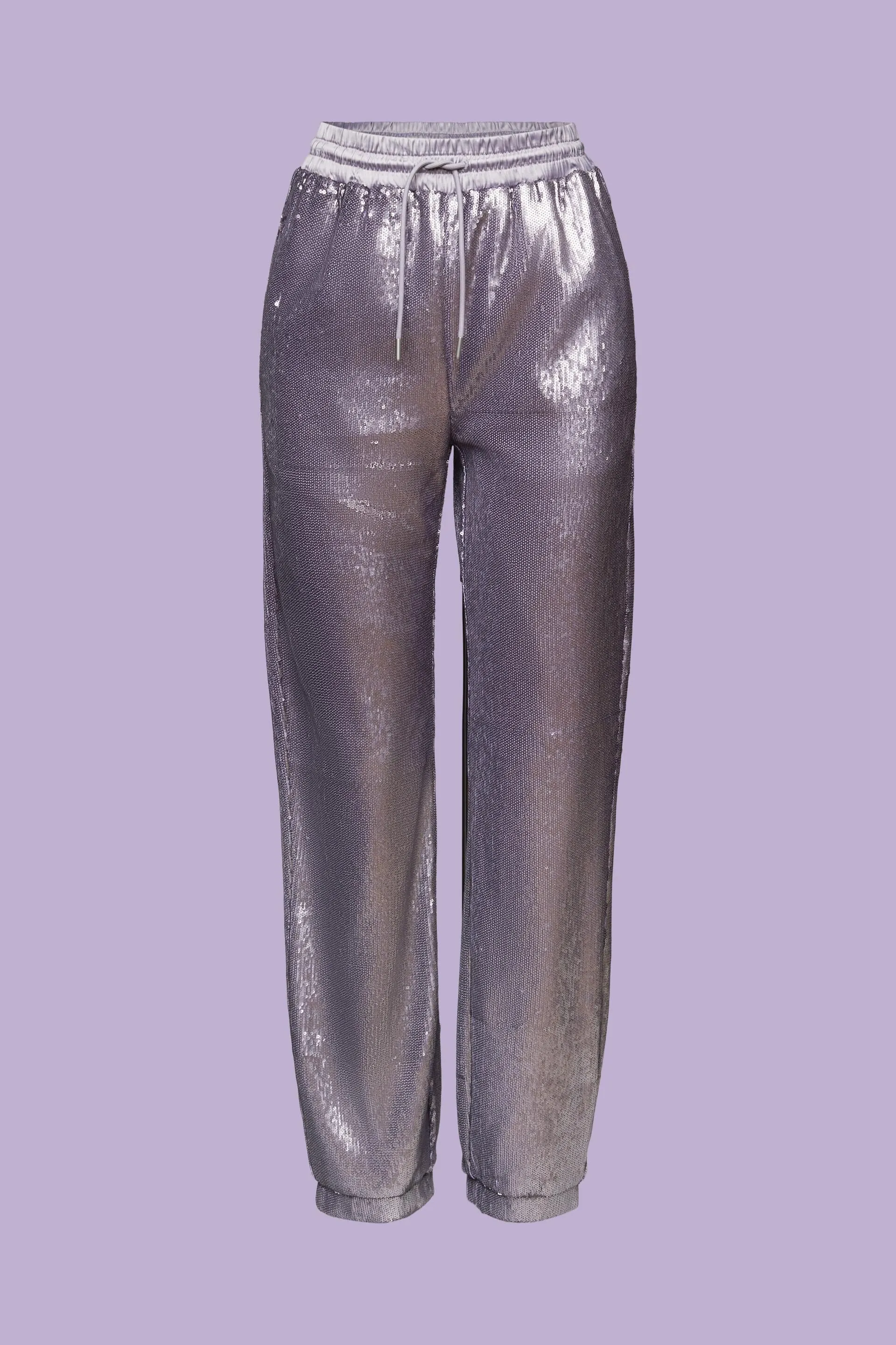 Pantaloni in raso con paillettes