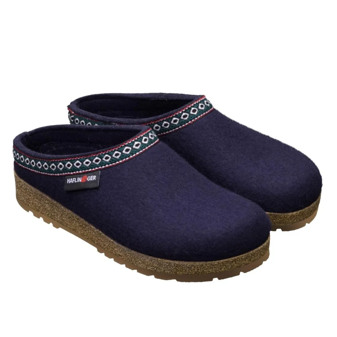 Pantofole Haflinger Grizzly Franzl in feltro di lana blu