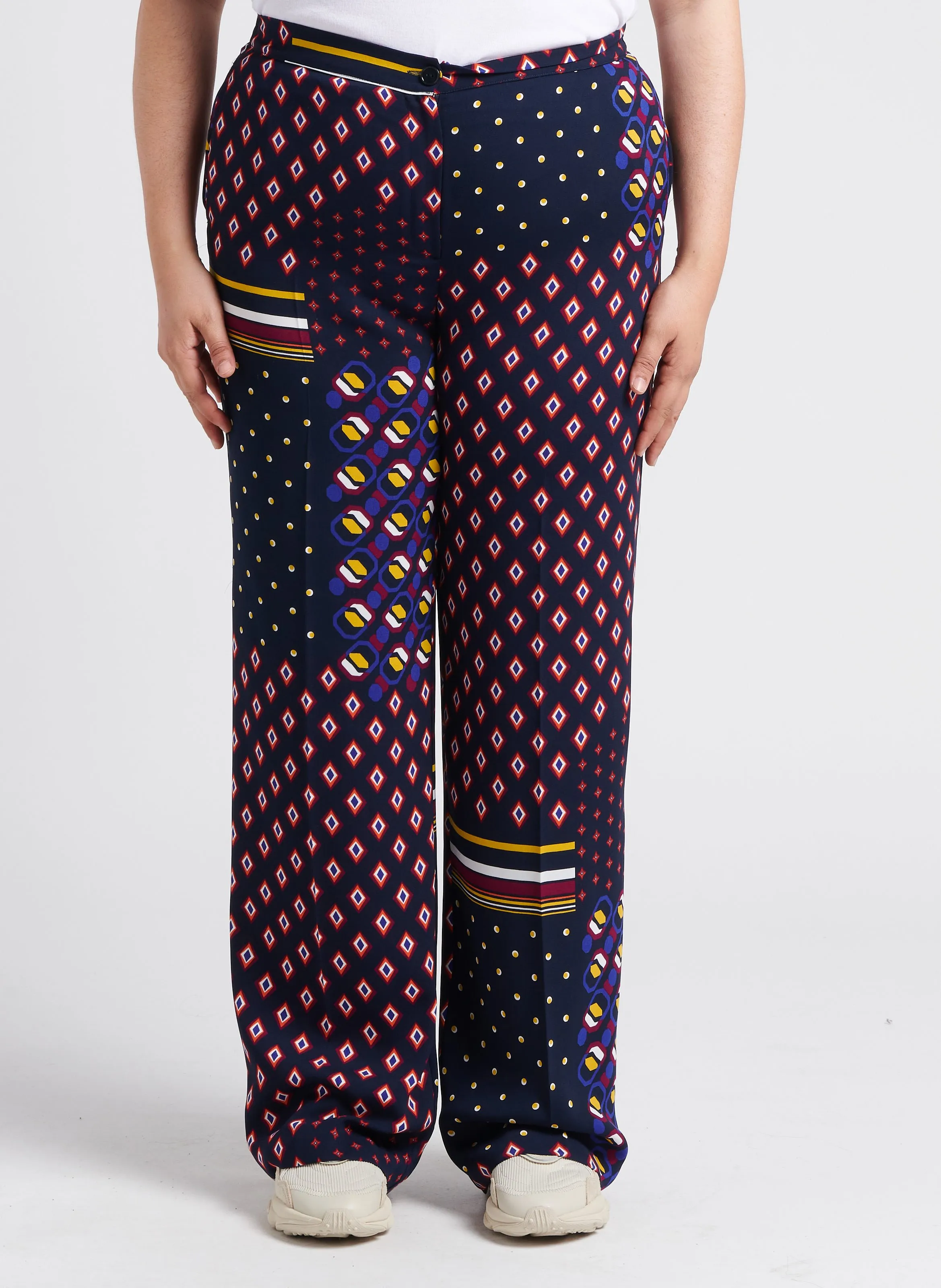  PERSONA by Marina Rinaldi   RADICE - Pantaloni larghi morbidi stampati | Blu